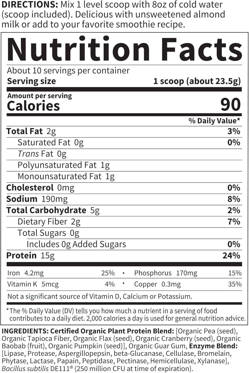 organic-plant-based-protein-powder---smooth-unflavored-shake-for-women-and-men---10-servings-15g-protein-probiotics-enzymes-vegan-grain-free-gluten-free-0g-sugar-stevia-free-4
