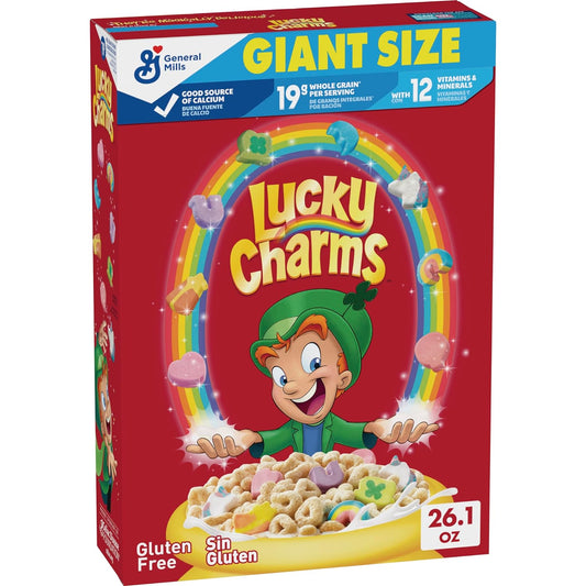 Gluten-Free Lucky Charms Cereal with Marshmallows, Giant Size 26.1 oz, Whole Grain Kids Breakfast - Espot.com.au