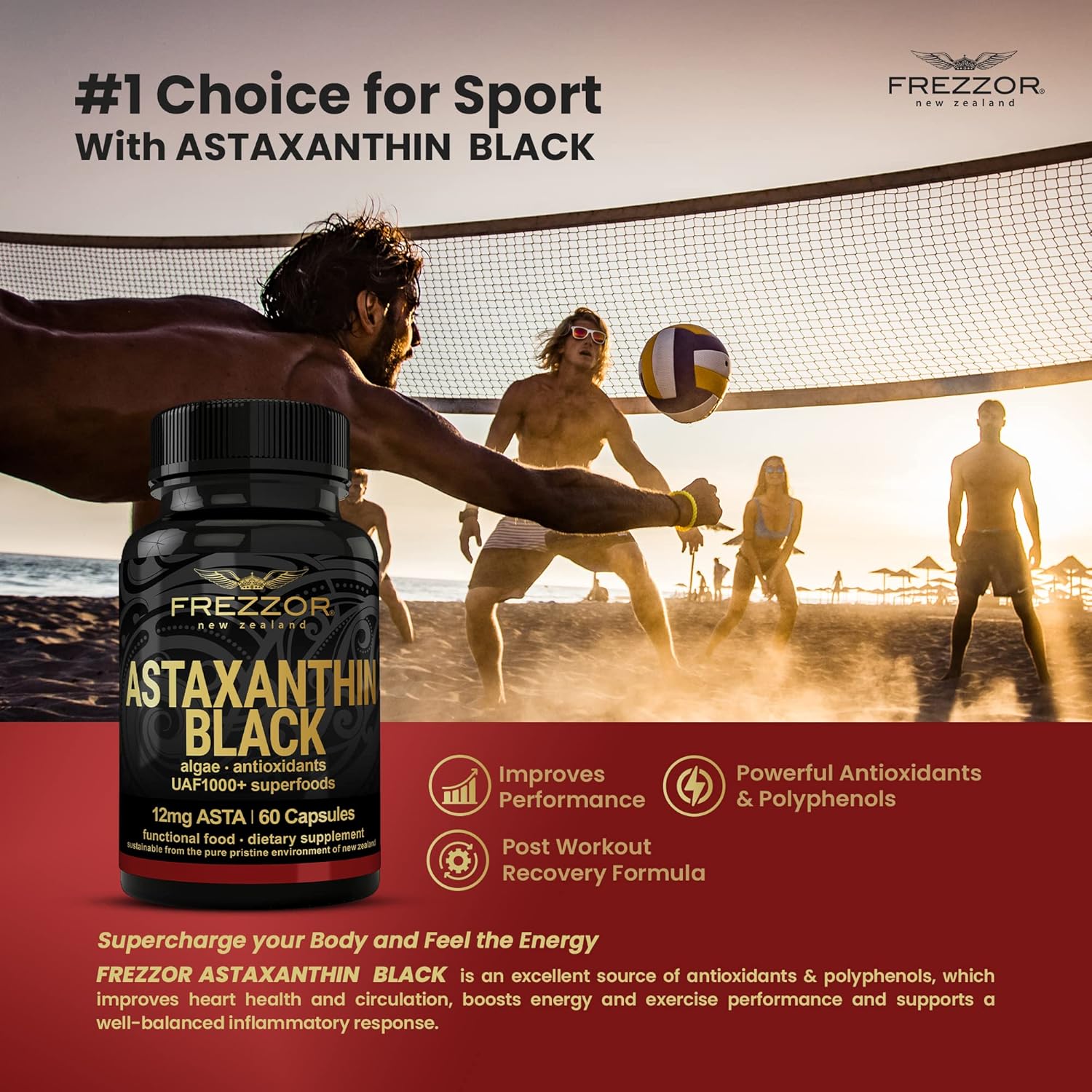 Astaxanthin Black UAF1000+ Super Antioxidant Softgels - Heart, Eye & Brain Health Support, Anti-Aging Skincare - 12mg Astaxanthin - 180 Softgels, 3 Month Supply - Espot.com.au