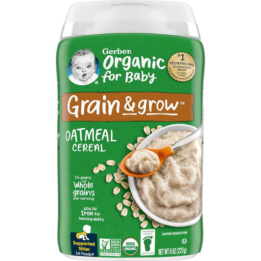 Organic Gerber Baby Oatmeal Cereal 1st Foods, Grain & Grow, 8 Ounces (Pack of 6) - Espot.com.au