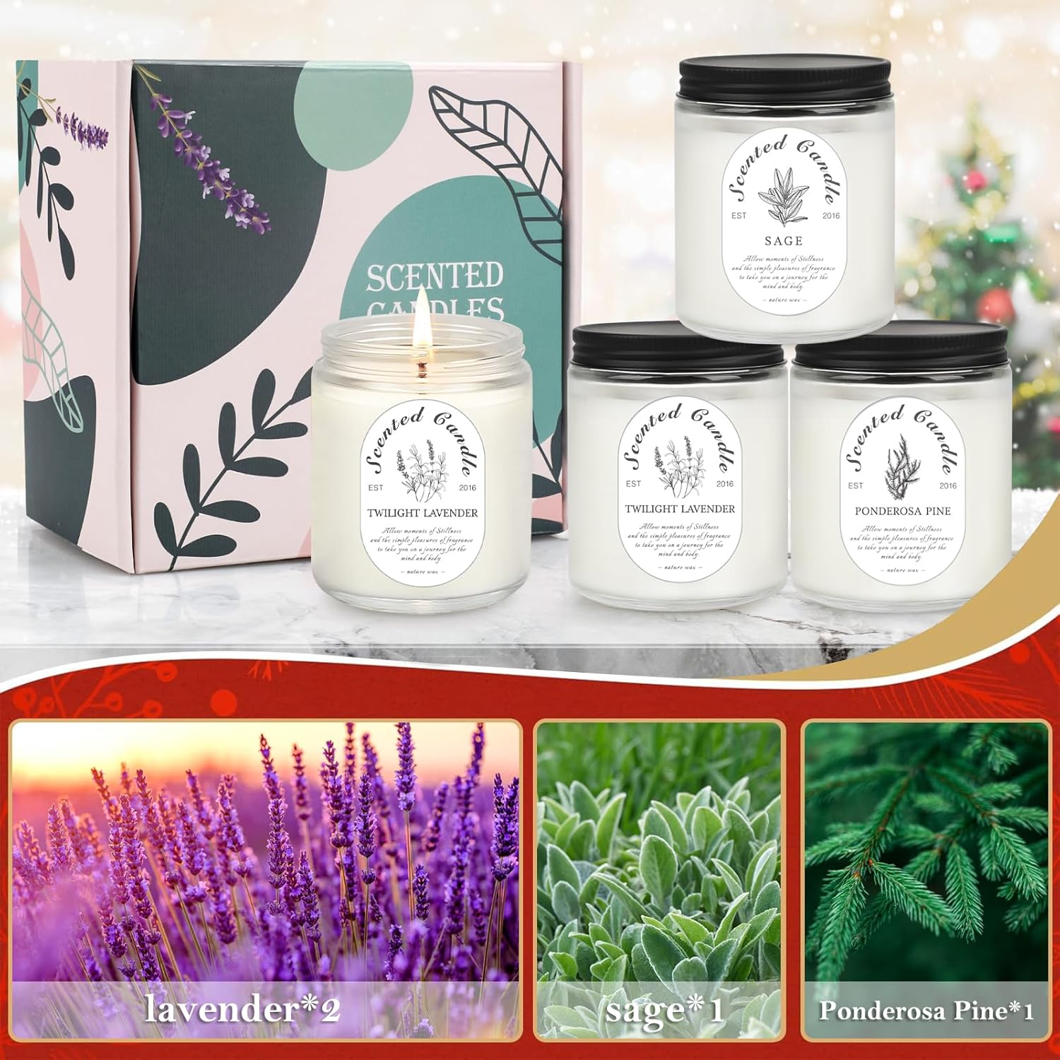 4-pack-lavender-scented-jar-candles---long-lasting-28-oz-200-hour-burn-time---gift-set-for-women---birthday-valentine-thanksgiving-mothers-day-5
