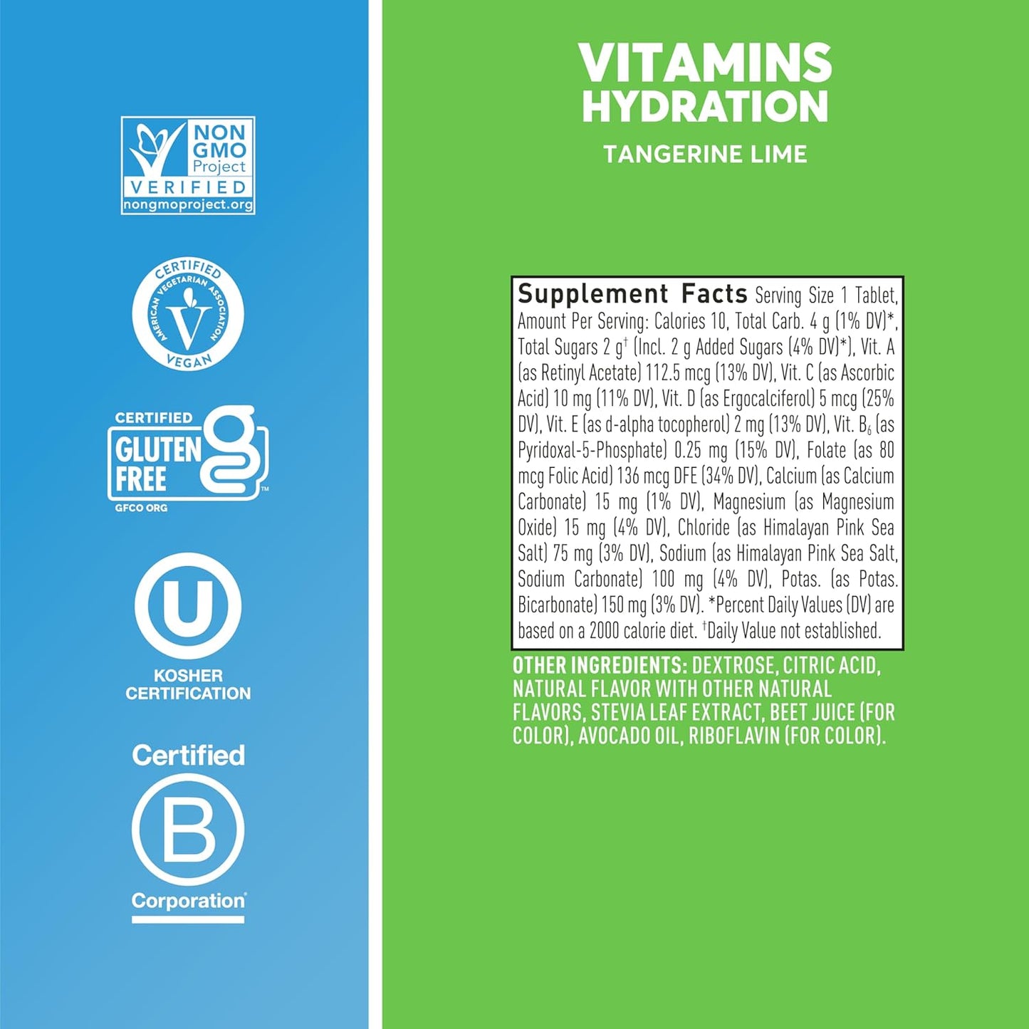 Nuun Tangerine Lime Hydration Tablets - 5 Electrolytes + Vitamins A, B6, C, D, E - Magnesium, Vegan, Non-GMO - 8 Pack (96 Servings) - Espot.com.au