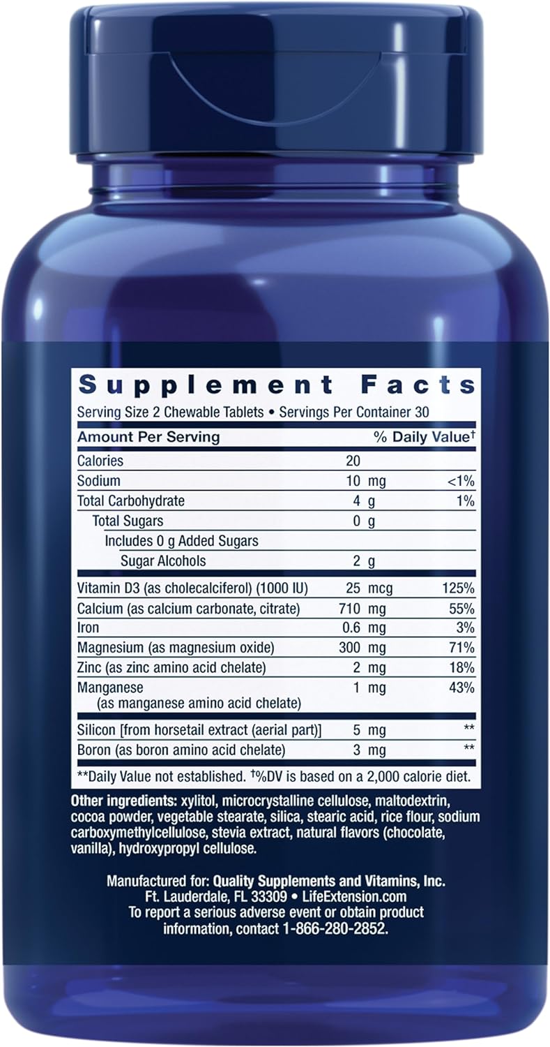 Chewable Bone Restore Calcium Supplement for Bone Health, 60 Tablets - Includes Calcium, Vitamin D, Minerals - Gluten Free & Non-GMO - Espot.com.au