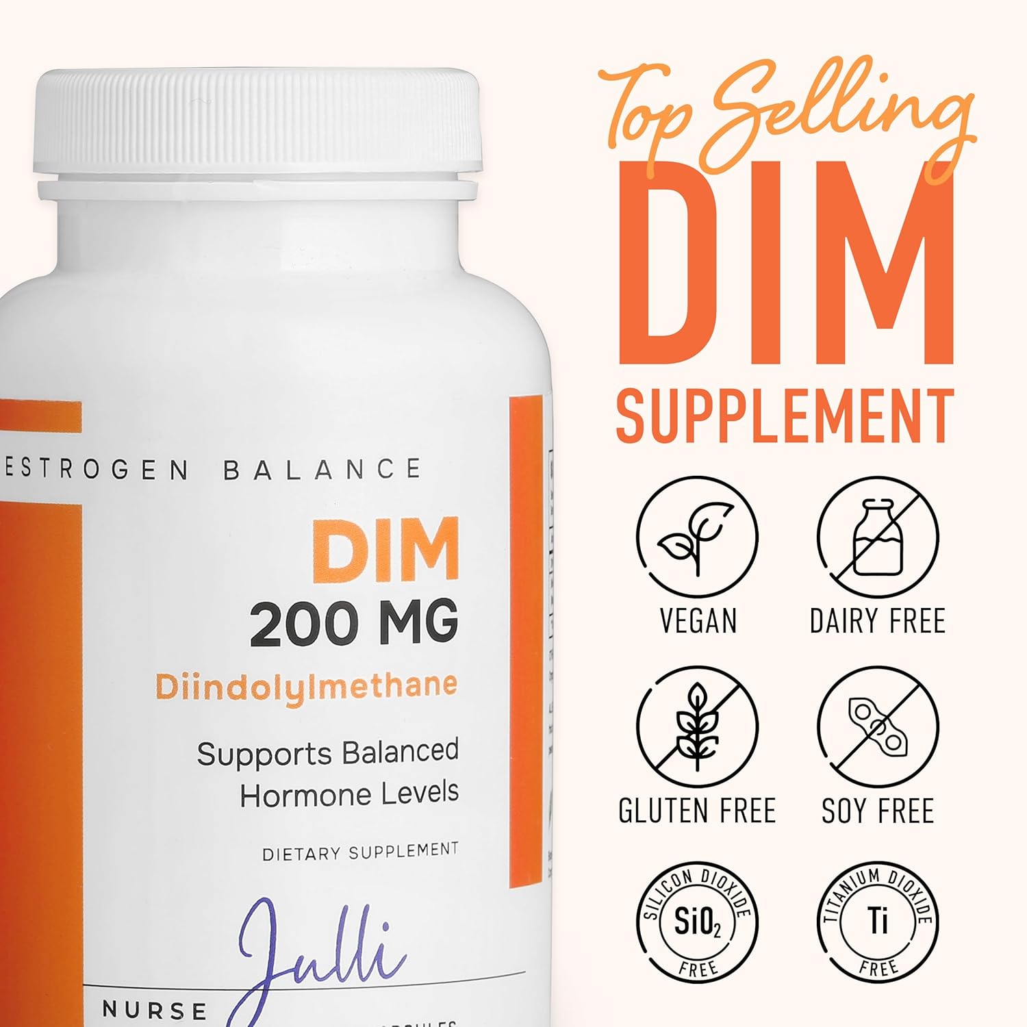 Nurse Julli DIM Supplement 200mg for Hormonal Balance | Menopause & PCOS Support | Antioxidant Boost | Natural Metabolites | Made in USA | 60 Ct. - Espot.com.au