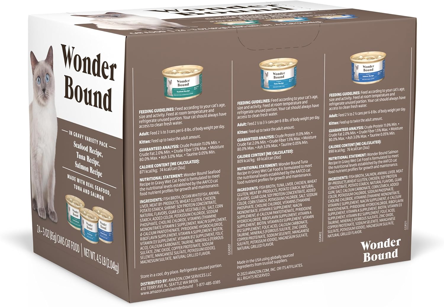 wonder-bound-wet-cat-food-variety-pack---seafood-tuna-salmon-in-gravy---3-oz-pack-of-24---high-quality-nutritious-for-your-feline-friend-2