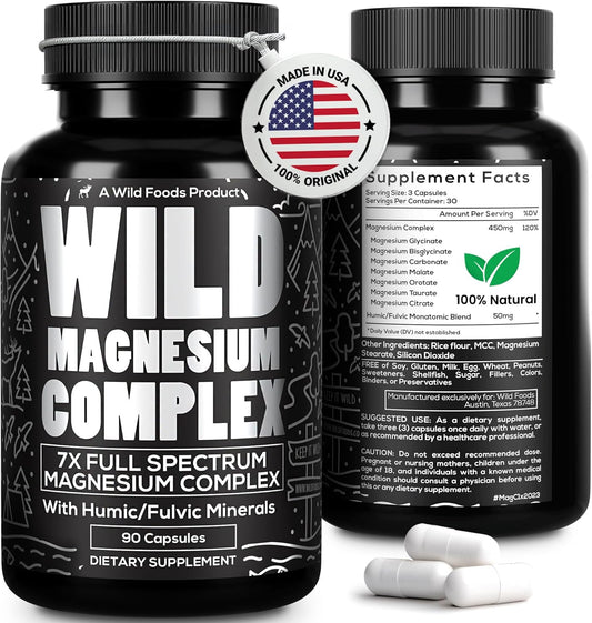 full-spectrum-magnesium-complex-supplement---7x-forms-90-capsules---high-absorption-500mg-mg-glycinate-bisglycinate-malate-orotate-citrate---wild-foods-1