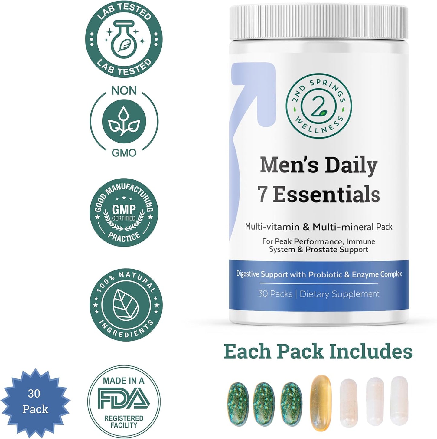 Men's Daily Vitamin Bundle with Vitamin D3+K2 Chewables and Super B-100 Complex - 2nd Springs Essentials - Espot.com.au