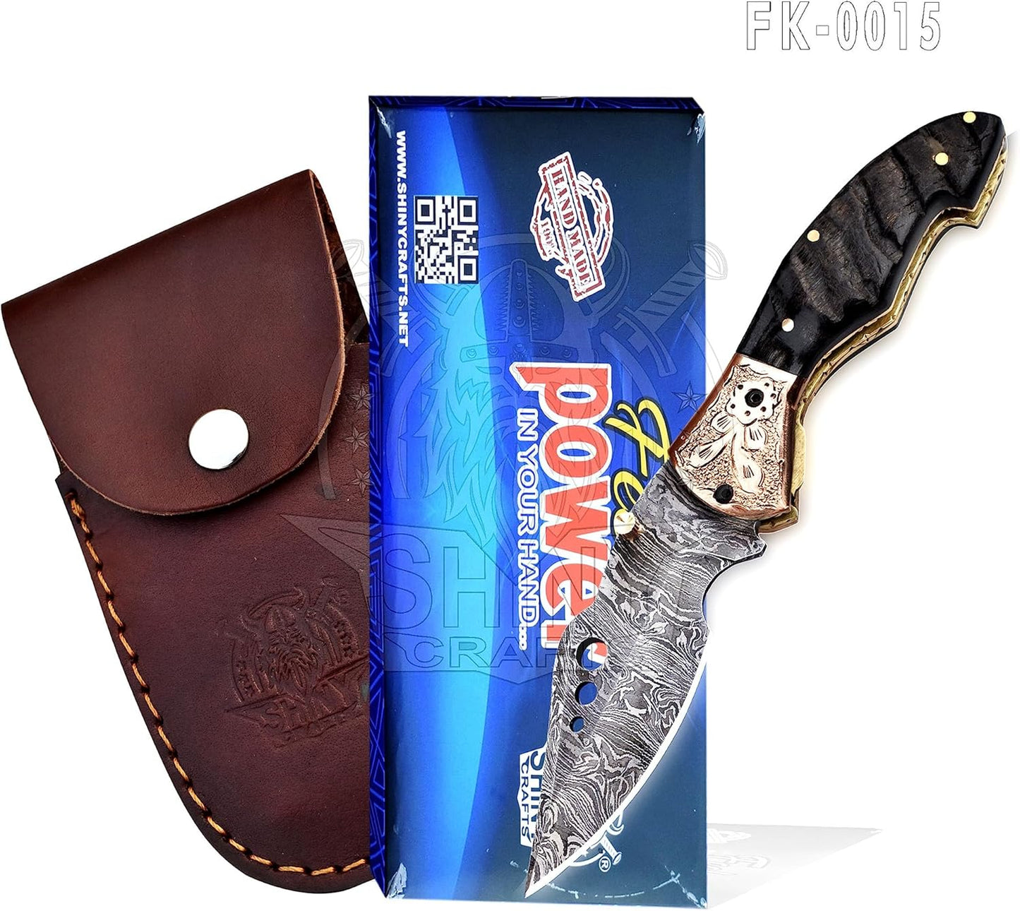 damascus-hunting-knife-with-leather-sheath---otf-tactical-pocket-knife-for-men---everyday-carry-plainedge-blade---shiny-crafts-fk-15-6