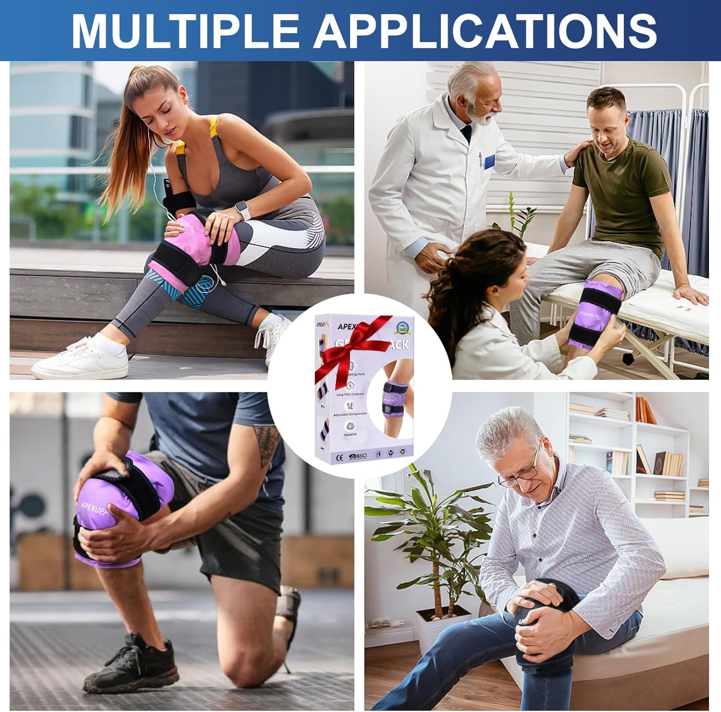 large-reusable-gel-ice-pack-wrap-for-knee-pain-relief-post-surgery---flexible-cold-pack-for-injuries-on-knee-back-shoulder-elbow-leg---purple-1-pack-8