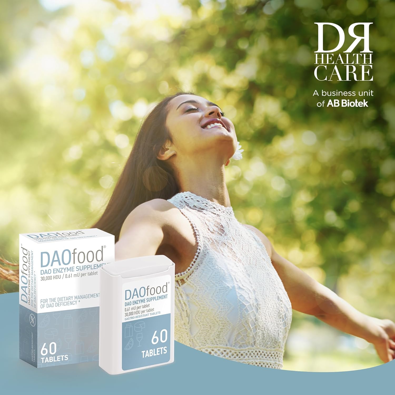DR Healthcare DAOfood - DAO Deficiency Dietary Management - 60 Mini Gastro-Resistant Tablets Dispenser - Enzyme Supplement - Espot.com.au
