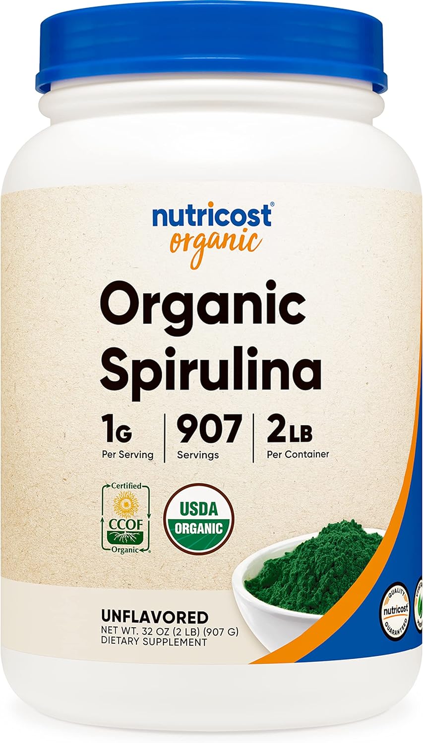 2 LB Nutricost Organic Spirulina Powder - Pure Certified Organic Algae Supplement for Energy & Immune Support - Espot.com.au