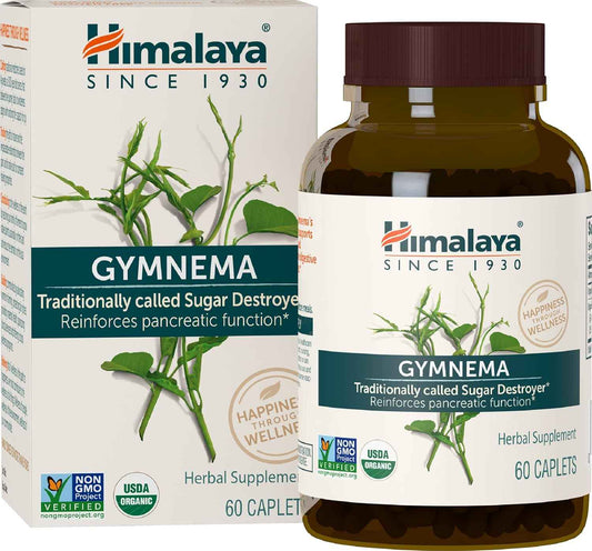 Organic Gymnema Herbal Supplement - USDA Certified, Non-GMO, 700mg, 60 Plant-Based Caplets, 30 Day Supply by Himalaya