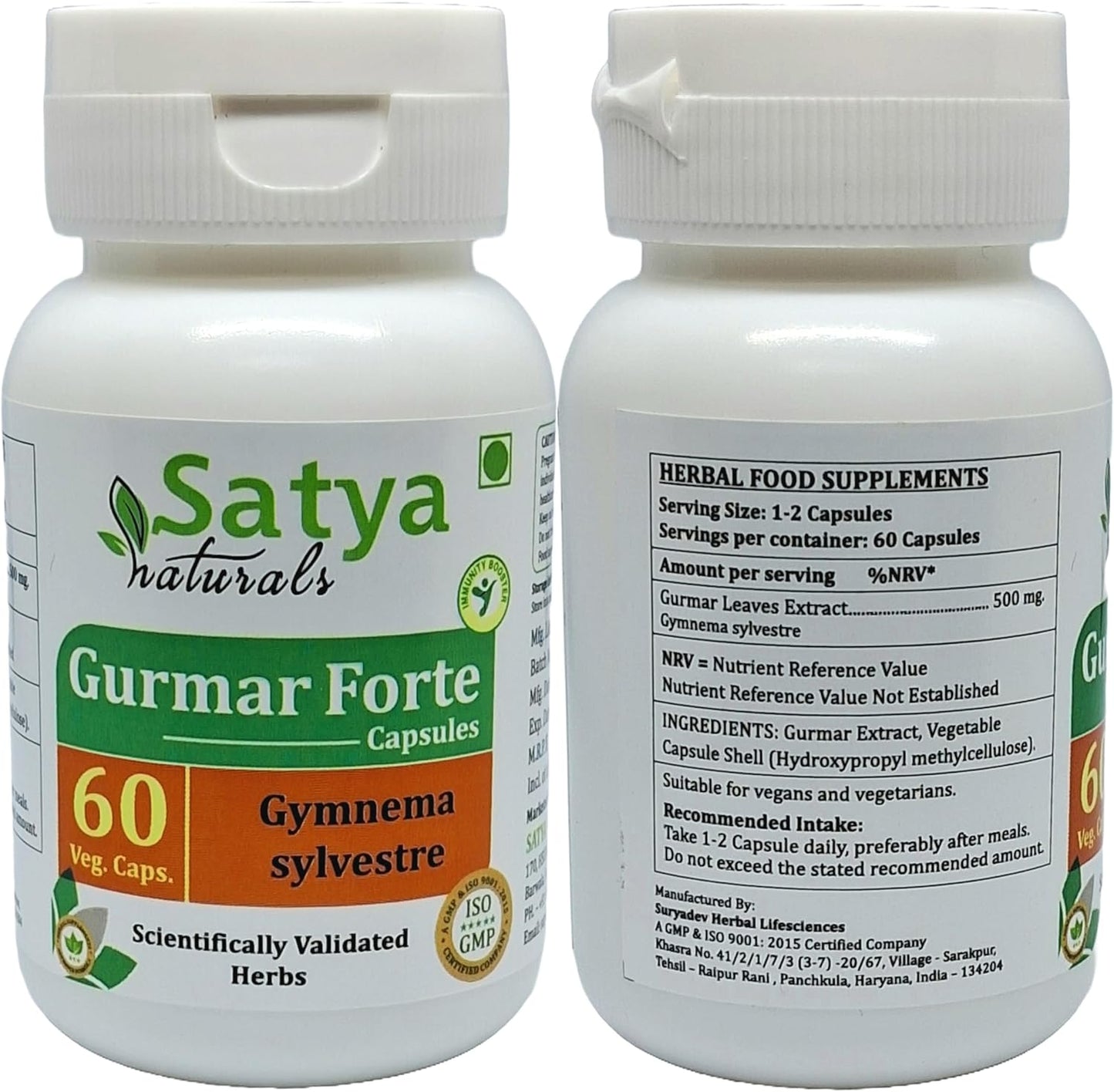 gurmar-forte-capsules-500mg---gymnema-sylvestre-extract-for-men-and-women---ayurvedic-herbal-supplement---2-bottles-of-60-veg-capsules---satya-naturals-2