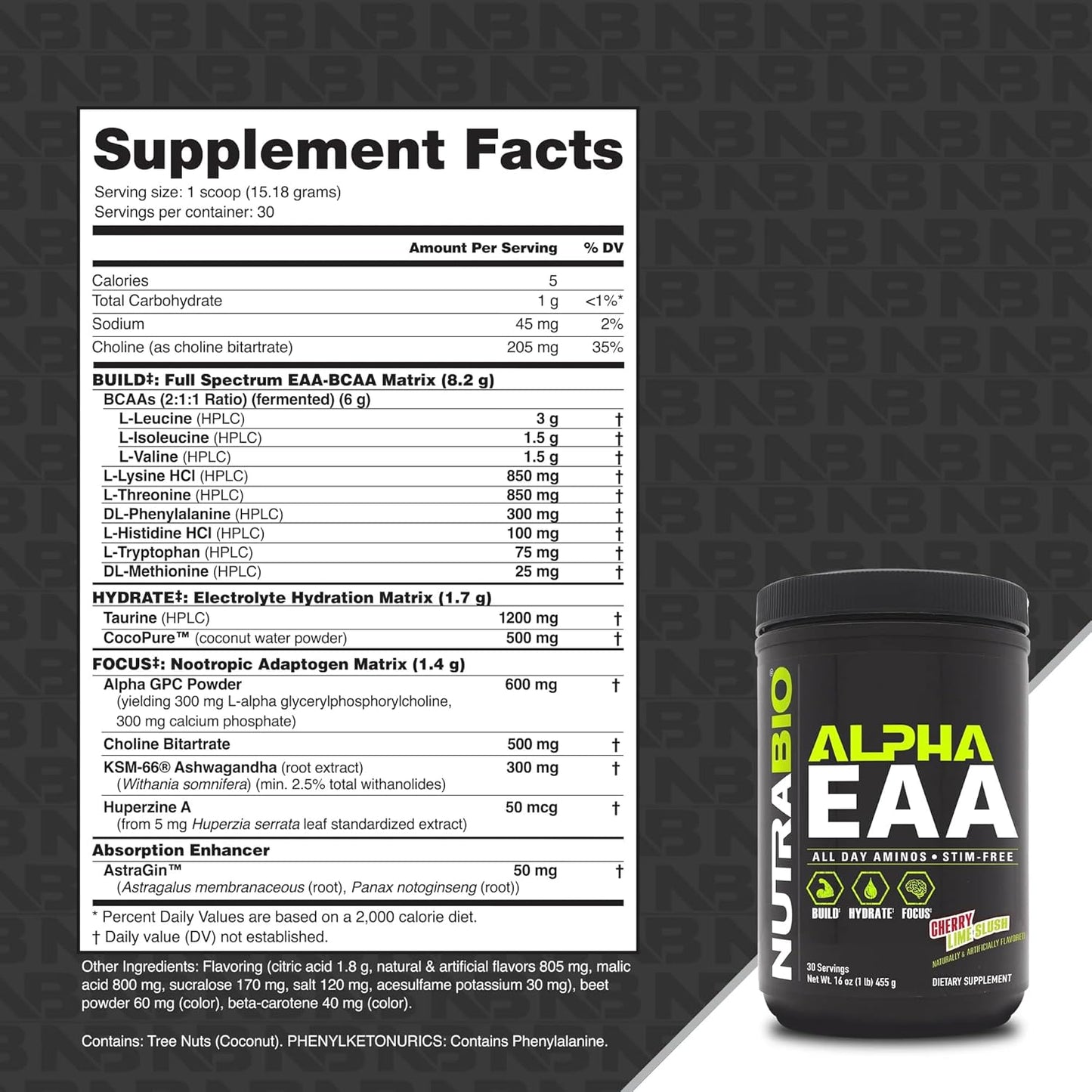 nutrabio-alpha-eaa-cherry-lime-slush-supplement---full-spectrum-eaa-bcaa-matrix-with-electrolytes-nootropics-coconut-water-for-recovery-energy-focus-and-hydration-2