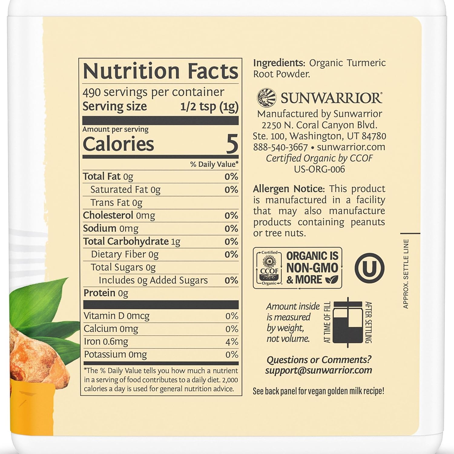 organic-turmeric-root-powder---pure-raw-superfood-for-baking-smoothies-curry---usda-non-gmo-490g-tub-70-servings-8