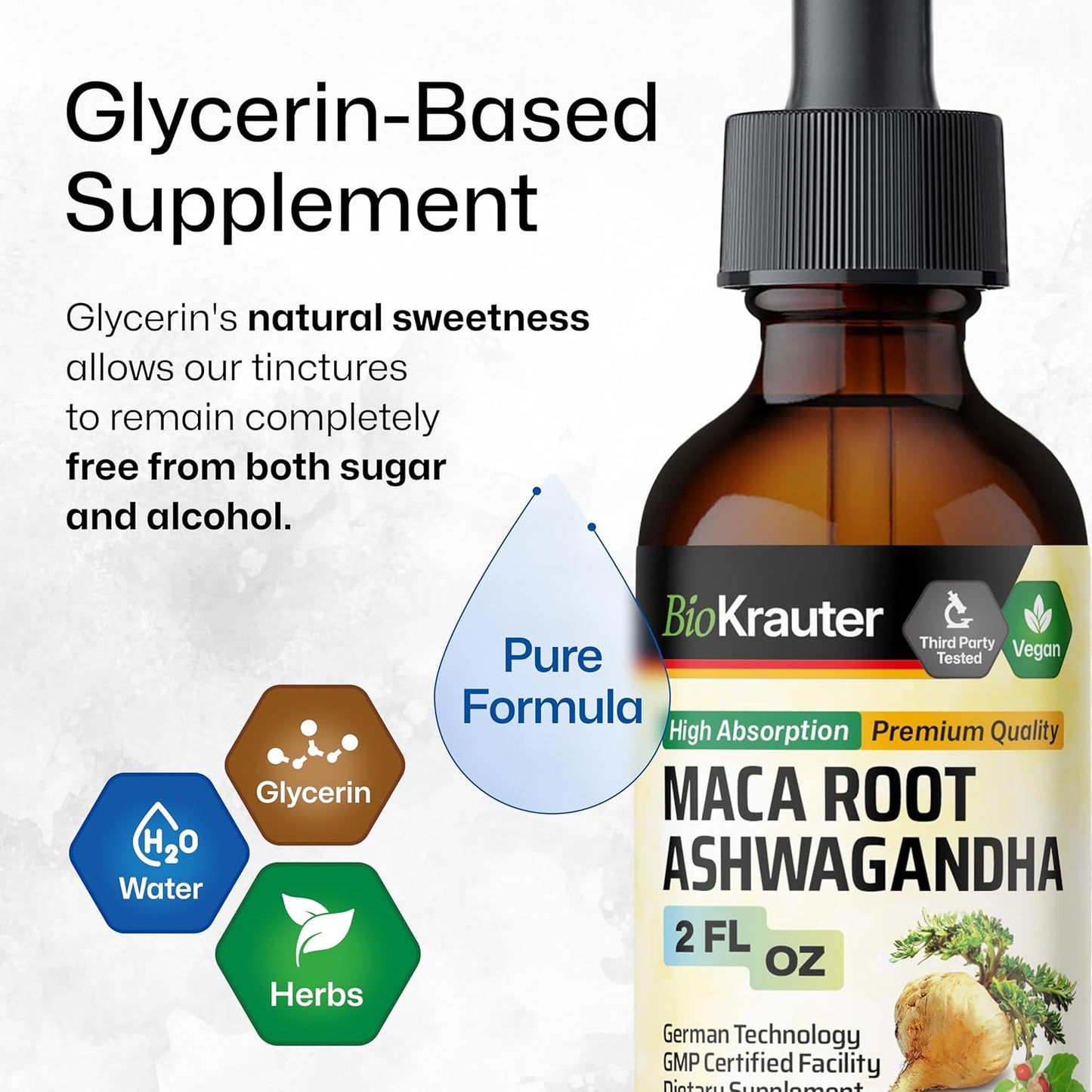 Organic Maca Root and Ashwagandha Tincture - Mood Support Liquid Supplement - Vegan Drops for Men & Women - Alcohol & Sugar Free - 2 Fl.Oz. - Espot.com.au