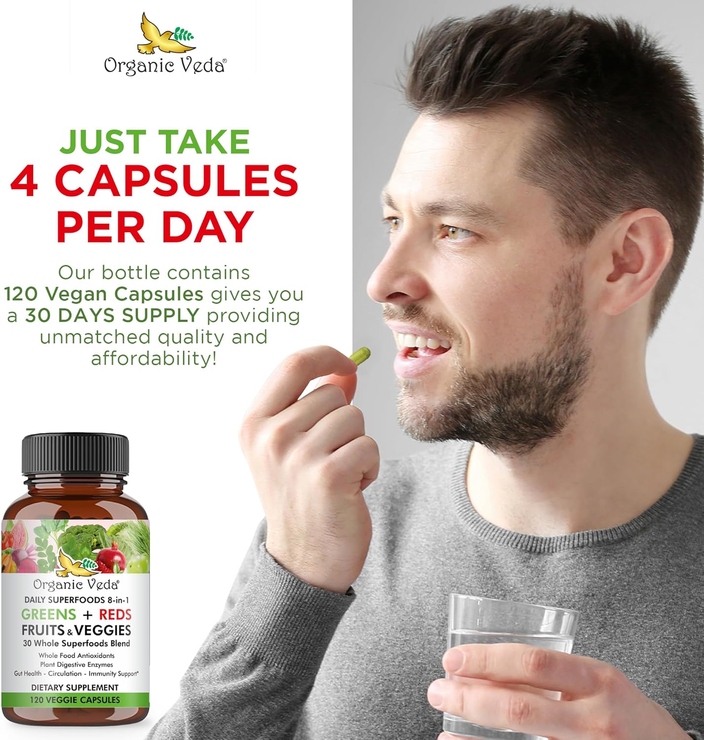 organic-veda-super-greens-reds-veggies-capsules---8-in-1-whole-food-supplement-with-papaya-spirulina-chlorella-moringa-beet-turmeric---120-vegan-capsules-5