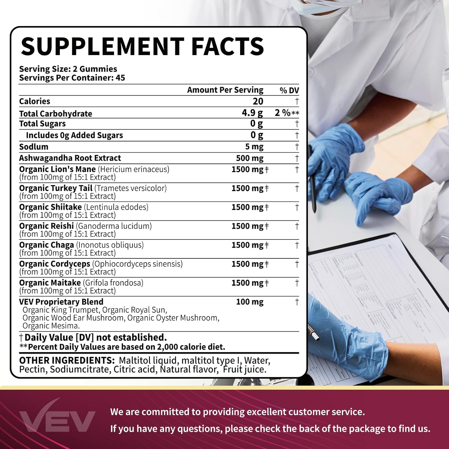 vev-mushroom-gummies-for-adults---12x-mushroom-supplement-with-lions-mane-reishi-cordyceps-turkey-tail-and-ashwagandha---90-vegan-gummies---immune-support-and-stress-relief-2