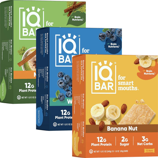 iqbar-brain-and-body-keto-protein-bars-variety-pack---12-count---banana-nut-matcha-chai-wild-blueberry---low-carb-high-fiber-vegan-meal-replacement-bars-1