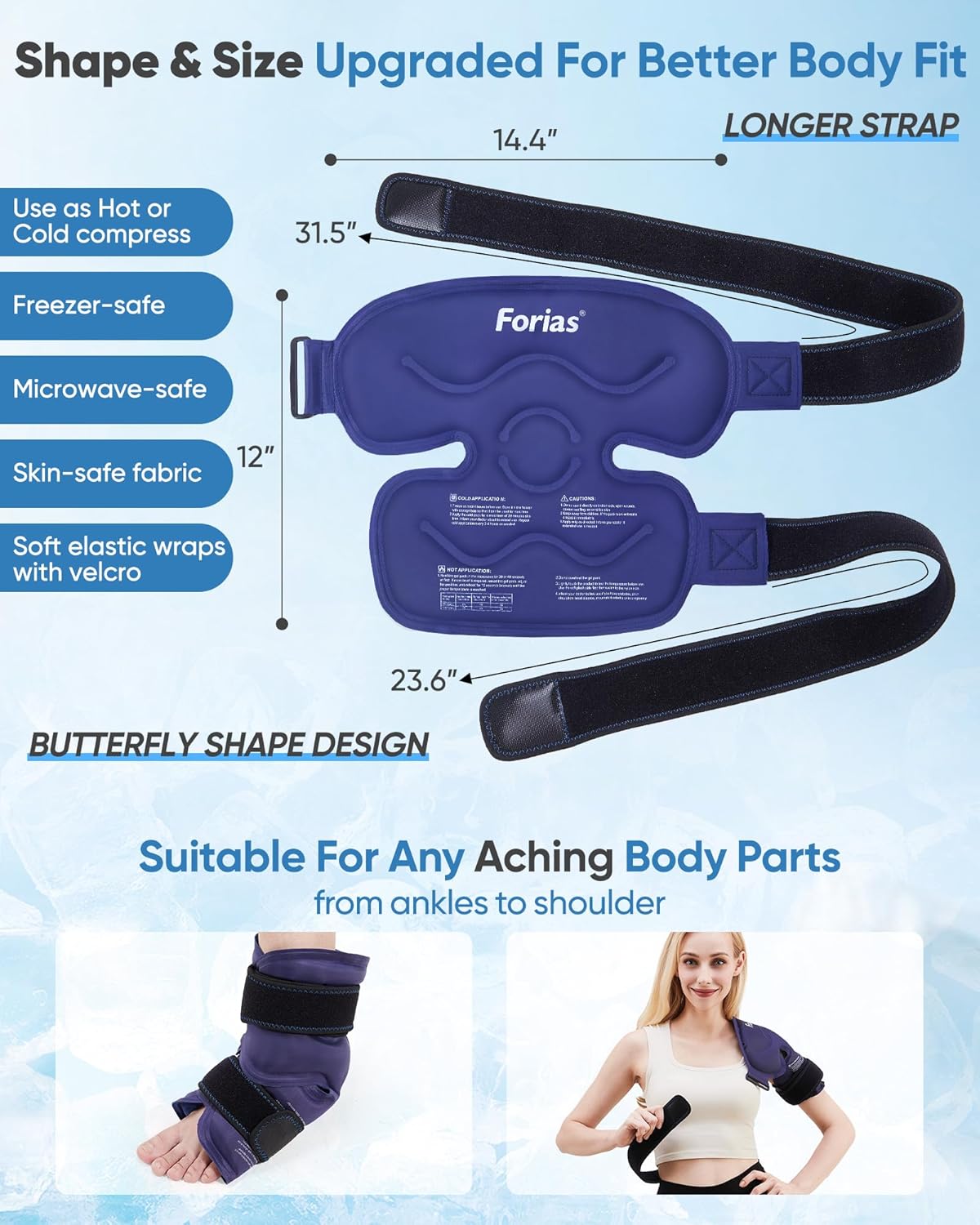 Reusable Gel Ice Pack for Knee Pain Relief - 14.4" Ice Pack Wrap for Injuries, Knee Replacement Surgery, Swelling, Arthritis, Meniscus Tear, and ACL - Blue - Espot.com.au