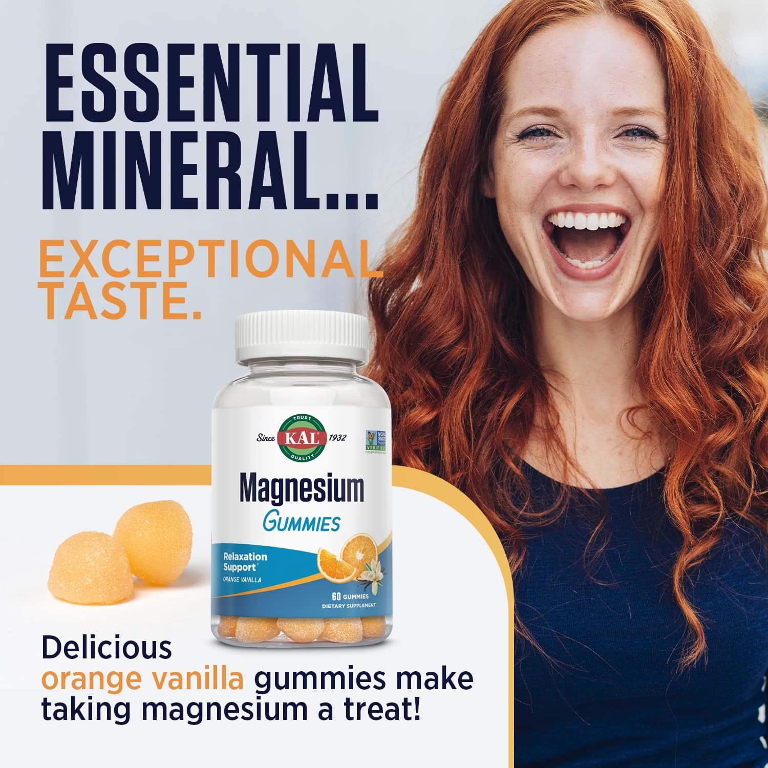 330mg Magnesium Citrate Gummies for Relaxation, Bone & Muscle Support - Orange Vanilla Flavor - Non-GMO & Vegetarian - 60 Gummies - Espot.com.au