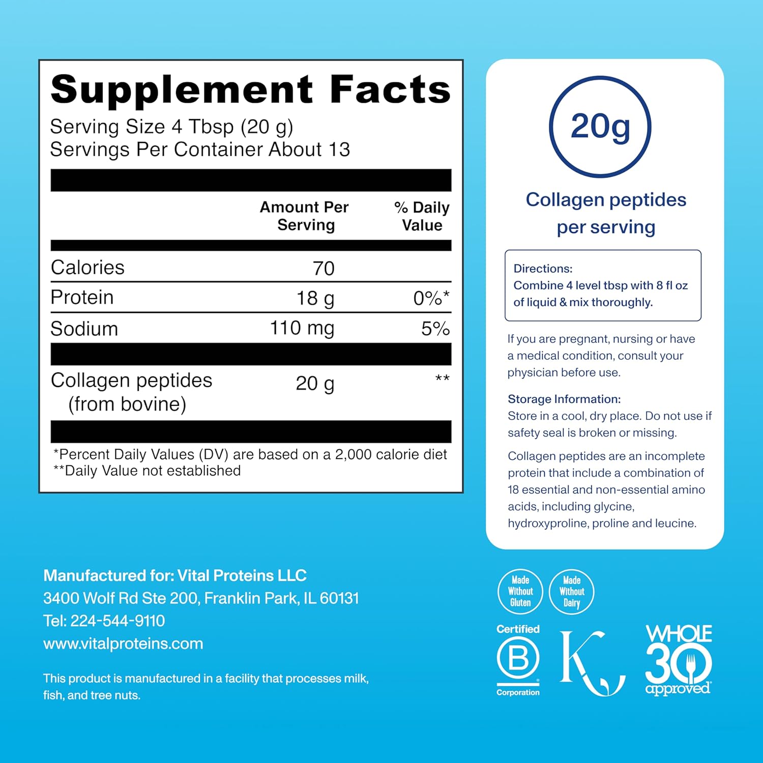 grass-fed-collagen-peptides-powder-for-hair-skin-nails-bones-and-joints-health---hydrolyzed-peptides-933oz---zero-sugar-unflavored-3