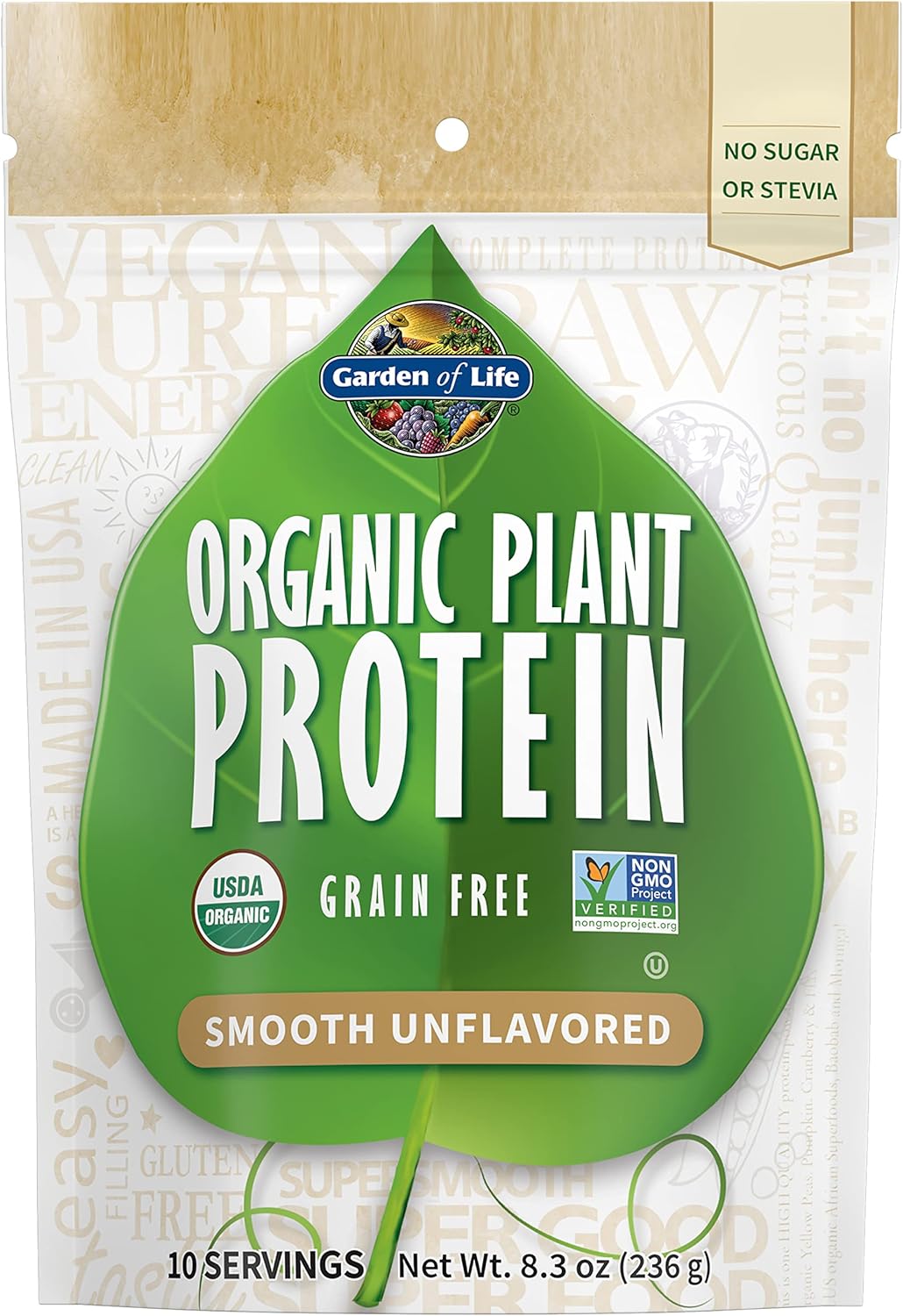 organic-plant-based-protein-powder---smooth-unflavored-shake-for-women-and-men---10-servings-15g-protein-probiotics-enzymes-vegan-grain-free-gluten-free-0g-sugar-stevia-free-1