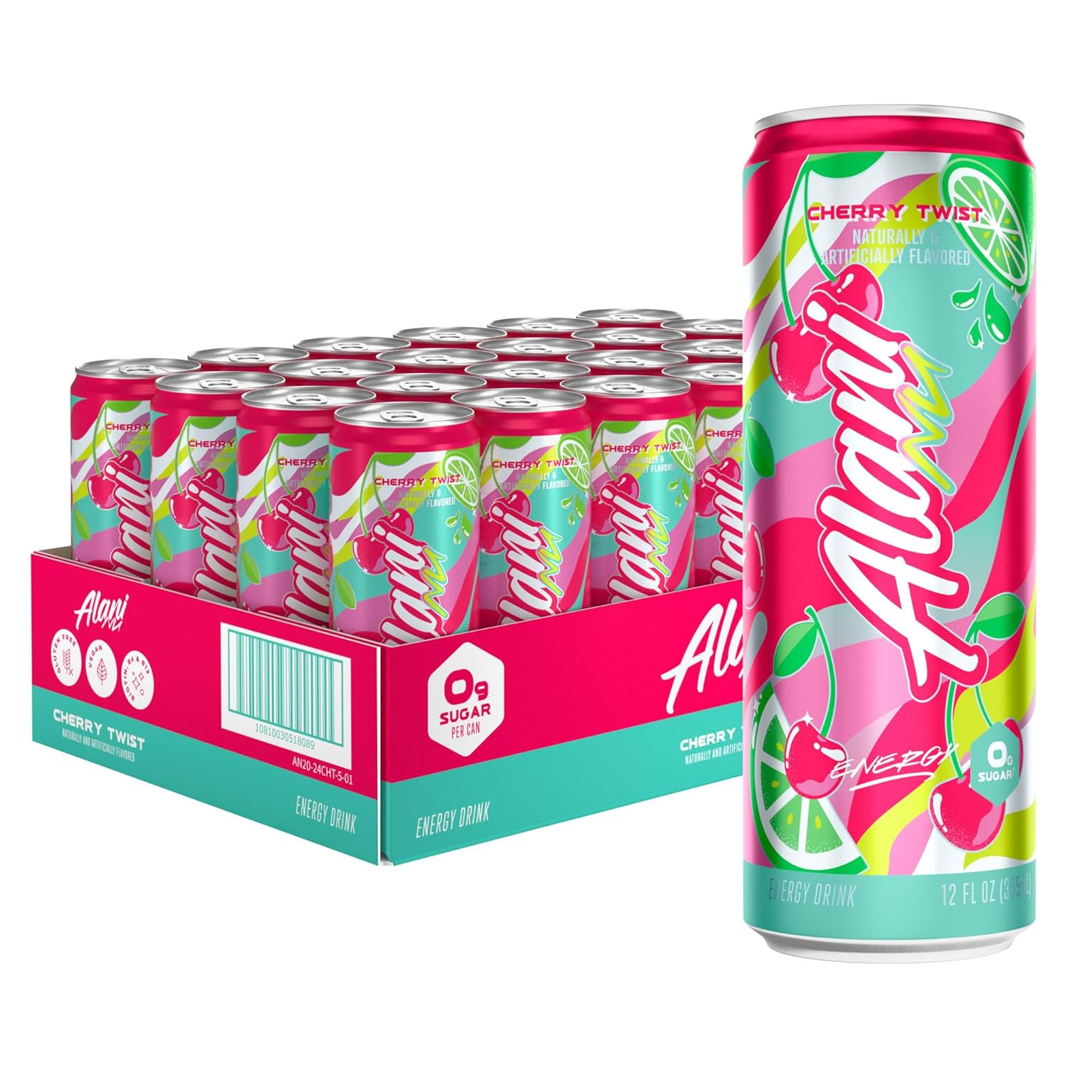Alani Nu Cherry Twist Sugar Free Energy Drinks, 200mg Caffeine, Pre Workout Performance, Antioxidants, Biotin B Vitamins, Zero Sugar, 15 Calories, 12 Fl Oz Cans (24 Pack) - Espot.com.au