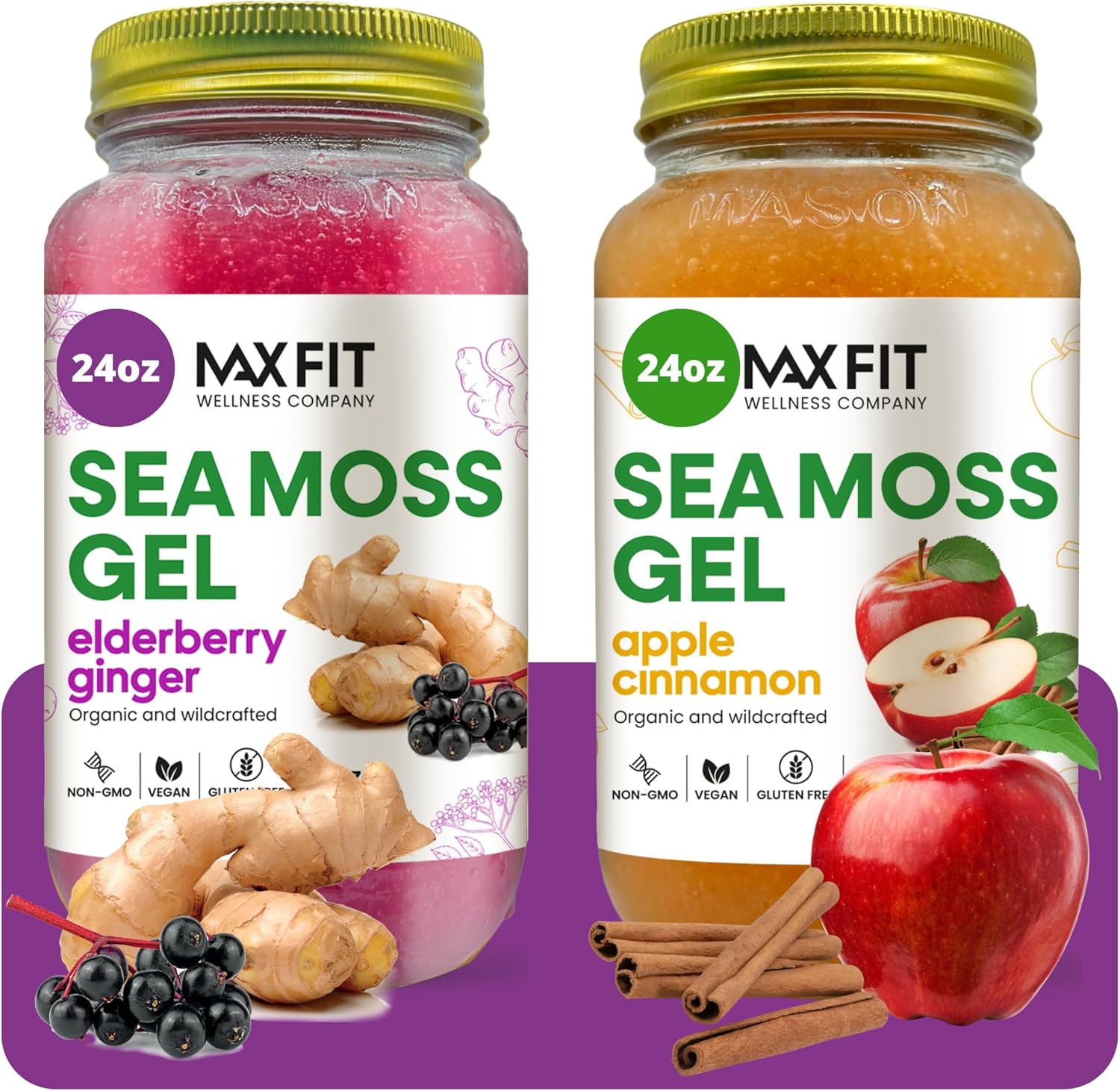 bundle-of-2-jars-24oz-max-fit-sea-moss-gel-apple-cinnamon-elderberry-ginger-wildrafted-gold-from-saint-lucia-92-vitamins-and-minerals-organic-rawnon-gmo-vegan-superfood-1