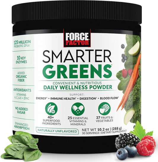 superfood-powder-for-gut-health-digestion---force-factor-smarter-greens-daily-wellness-powder-with-40-superfoods-125-million-cfus-of-probiotics-unflavored---30-servings-1