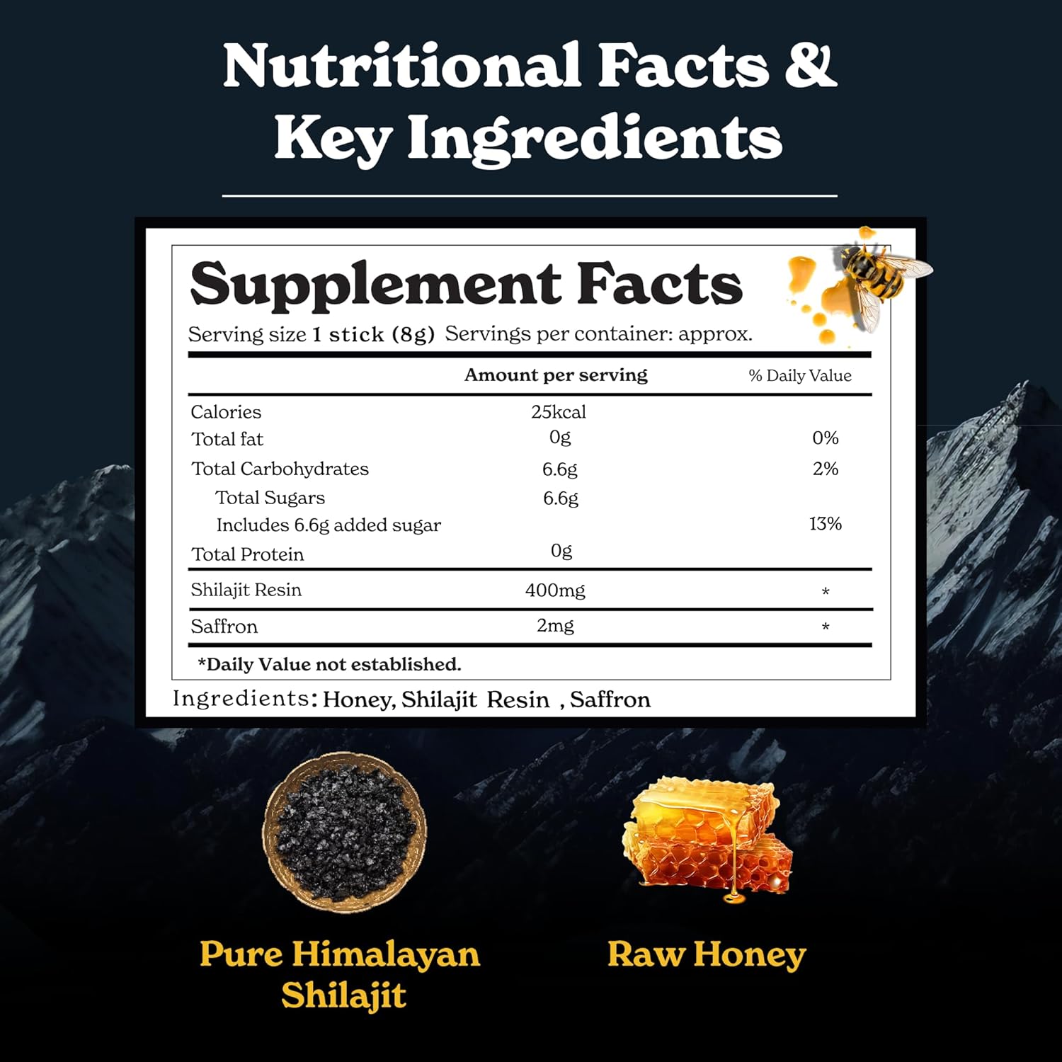 Organic Honey & Saffron Infused Himalayan Shilajit Sticks - Easy Consumption, Energy Boost, Immune Support - 30 Sticks, 85+ Trace Minerals, 75%+ Fulvic Acid - Espot.com.au