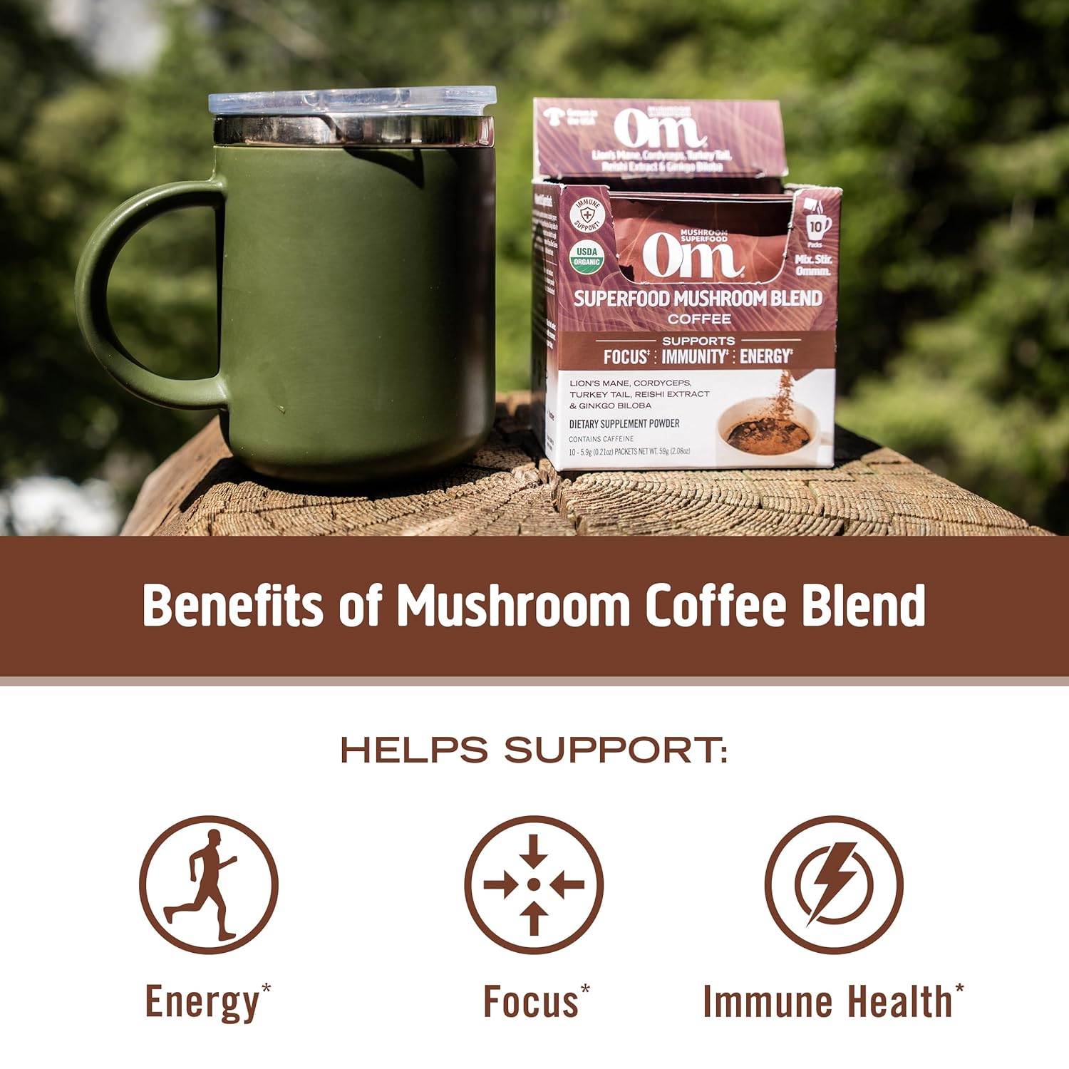 organic-mushroom-superfood-coffee-blend-powder-10-single-serve-packets-with-arabica-beans-lions-mane-cordyceps-turkey-tail-reishi-extract-ginkgo-biloba-for-energy-and-focus-2