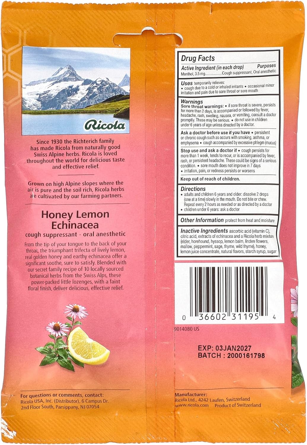 ricola-honey-lemon-echinacea-cough-suppressant-throat-drops---19-count-pack---soothes-sore-throat-suppresses-coughs---natural-relief-2