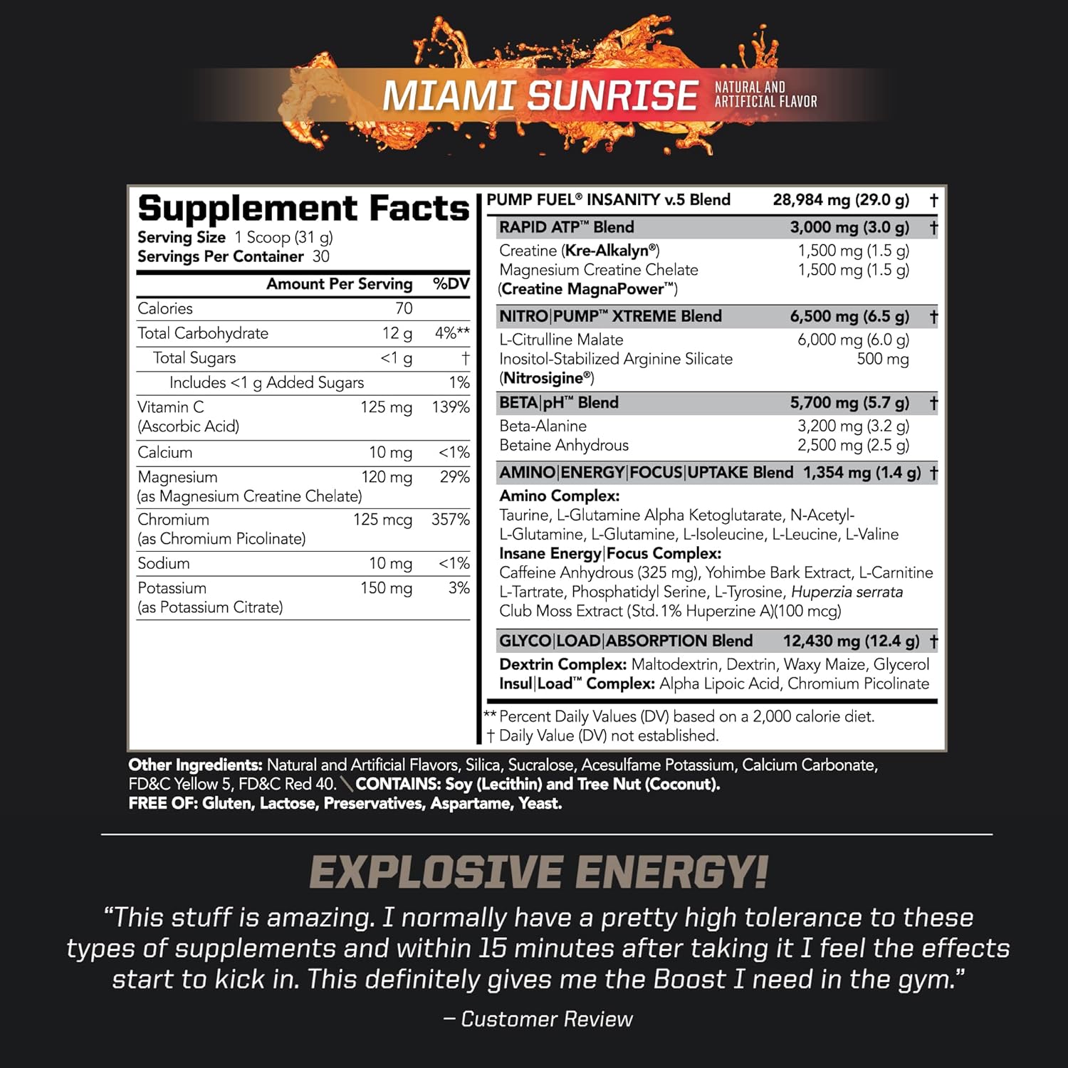 pmd-sports-ultra-pump-fuel-insanity---pre-workout-drink-mix---energy-strength-endurance-recovery---complex-carbs-amino-energy---miami-sunrise-30-servings-2