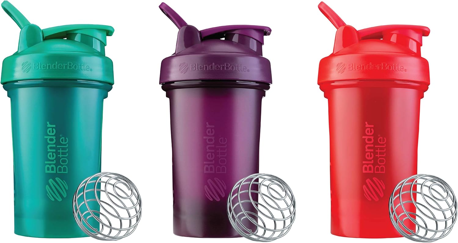 blenderbottle-classic-v2-20oz-shaker-bottle-3-pack-red-green-plum-28oz-shaker-bottle-2-pack-for-protein-shakes-pre-workout---red-green-2
