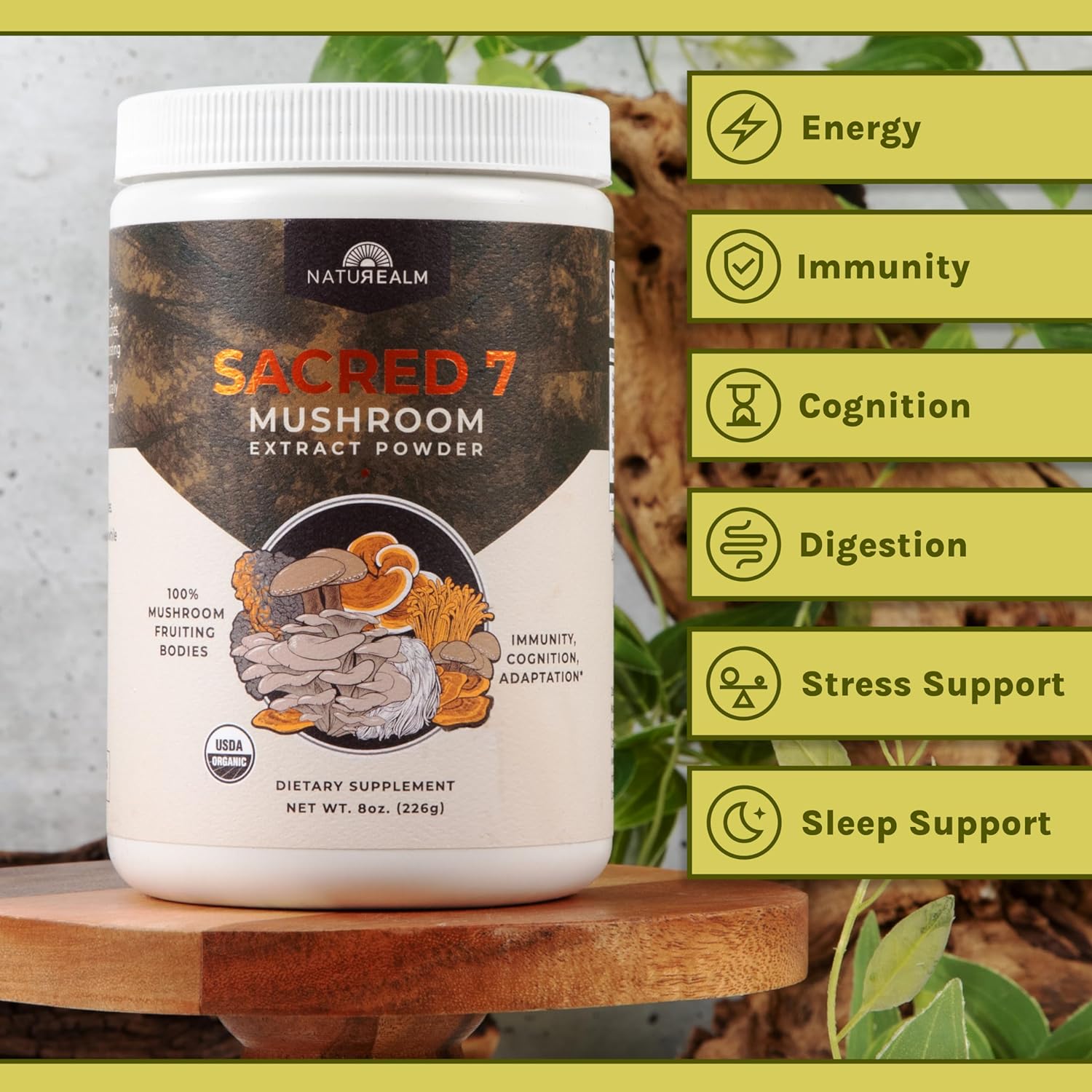 organic-sacred-7-mushroom-powder-supplement-for-immunity-focus---vegan-non-gmo-blend-of-lions-mane-cordyceps-reishi-chaga-maitake-shiitake---7-month-supply-of-fruiting-bodies-3