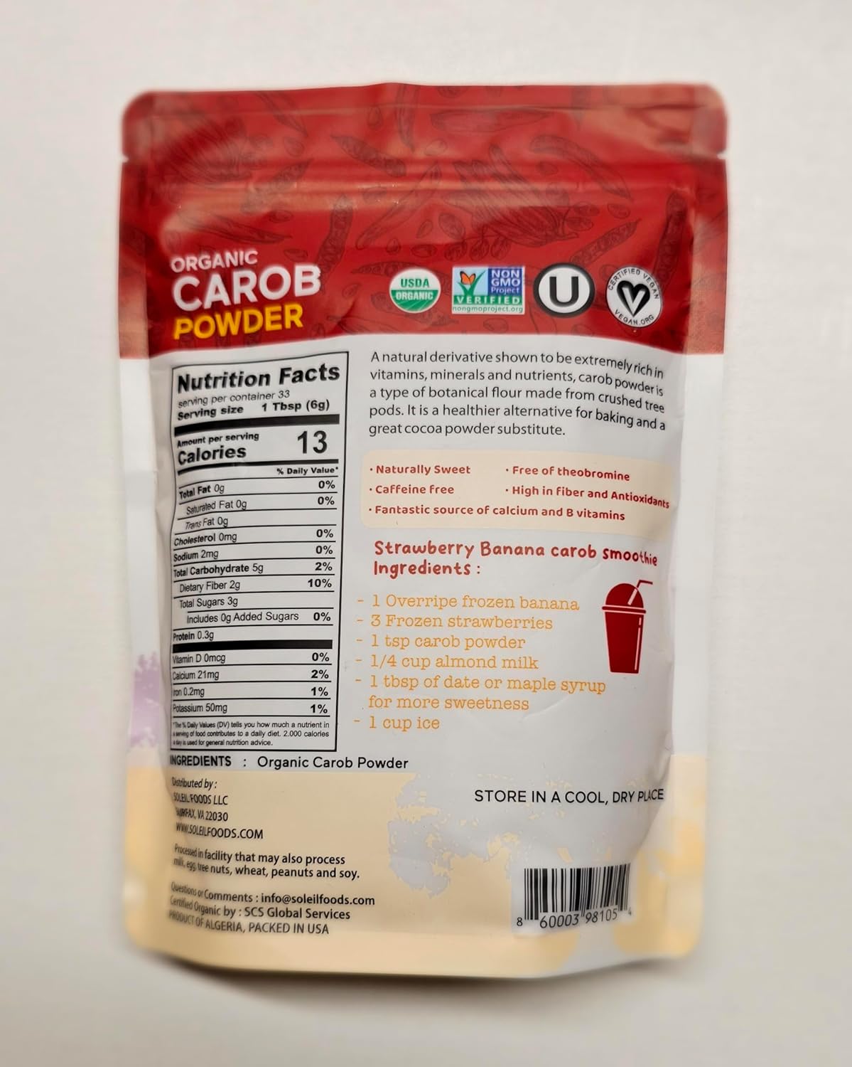 organic-carob-powder-by-soleil-foods---vegan-superfood-high-in-fiber-caffeine-free-gluten-free-non-gmo-kosher-certified-88oz-2