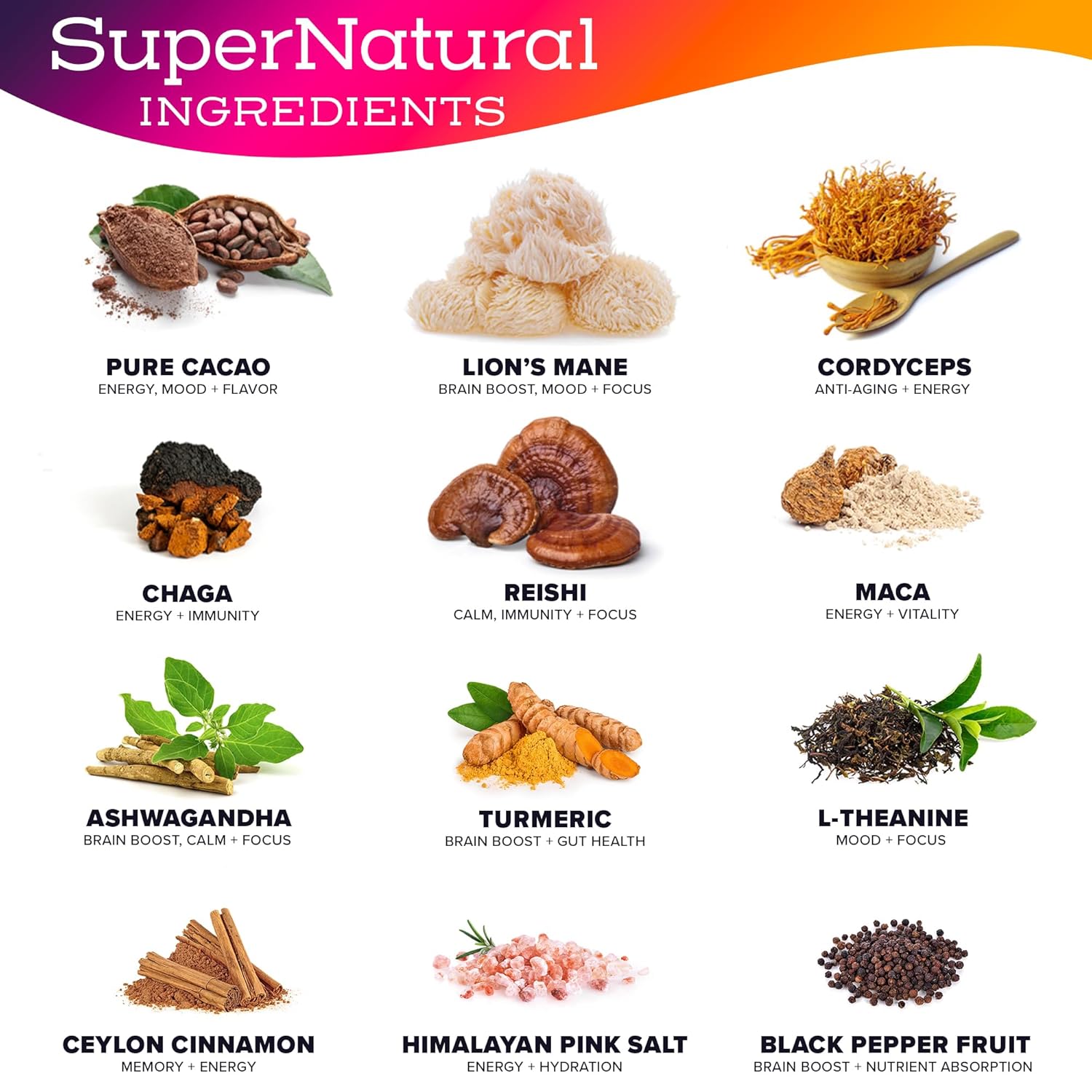 Organic Mushroom Blend Coffee Alternative - Superfood Adaptogens with Cacao, Lion’s Mane, Reishi, Cordyceps, Ashwagandha & L-Theanine for Calm Energy, Focus & Gut Health (30 Servings) - Espot.com.au