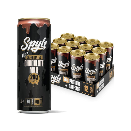 Spylt High Protein Max Chocolate Milk - Ready to Drink, Sugar Free, Lactose Free with 140mg Caffeine & 20g Protein - Ideal for Workout Recovery & Afternoon Energy Boost - 12 Count Pack - Espot.com.au