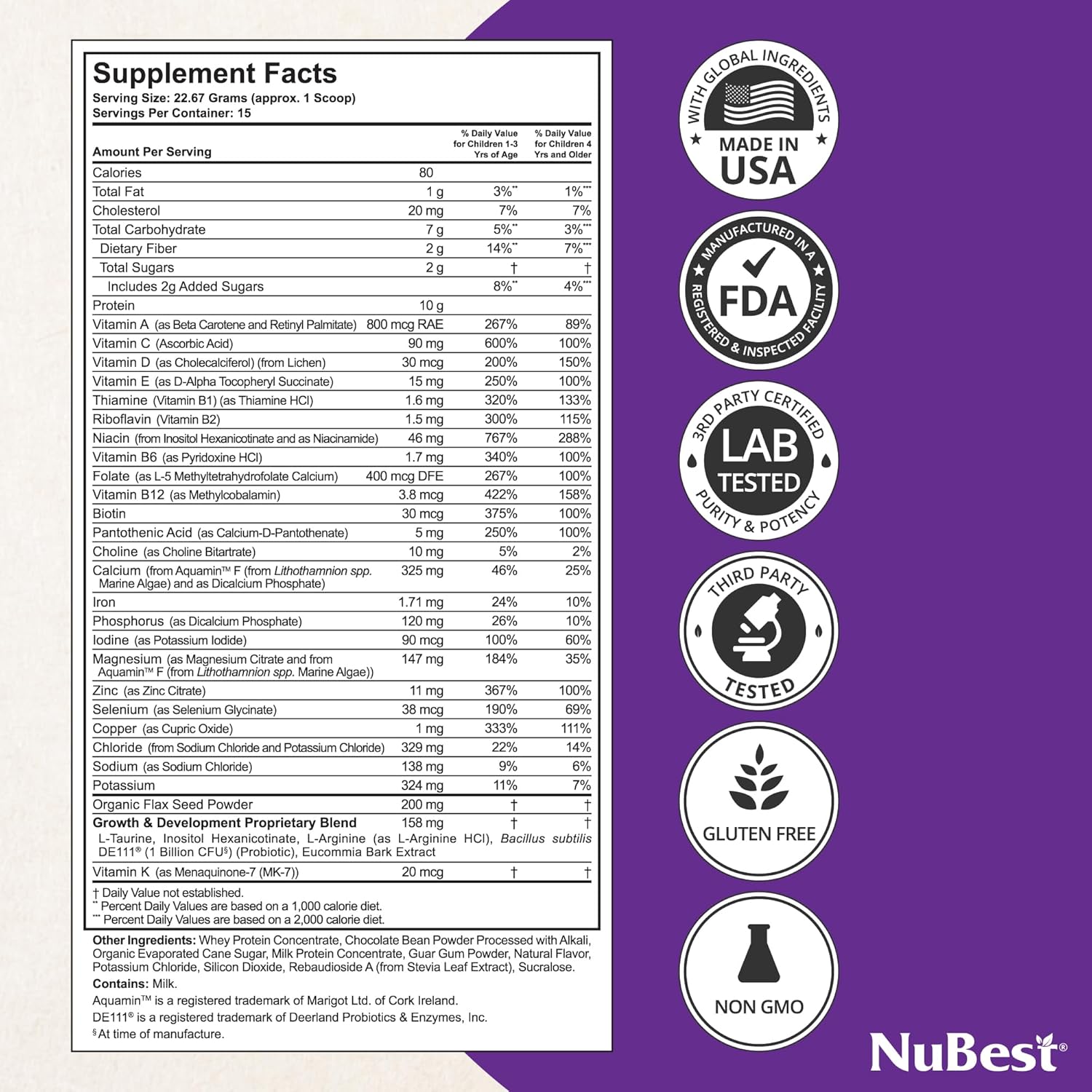 nubest-tall-chocolate-protein-powder-shake-for-kids-teens---protein-drink-with-probiotics-omega-3-6-9-vitamin-d3-k2-calcium-vitamins---bone-strength-and-immunity---pack-of-3-4