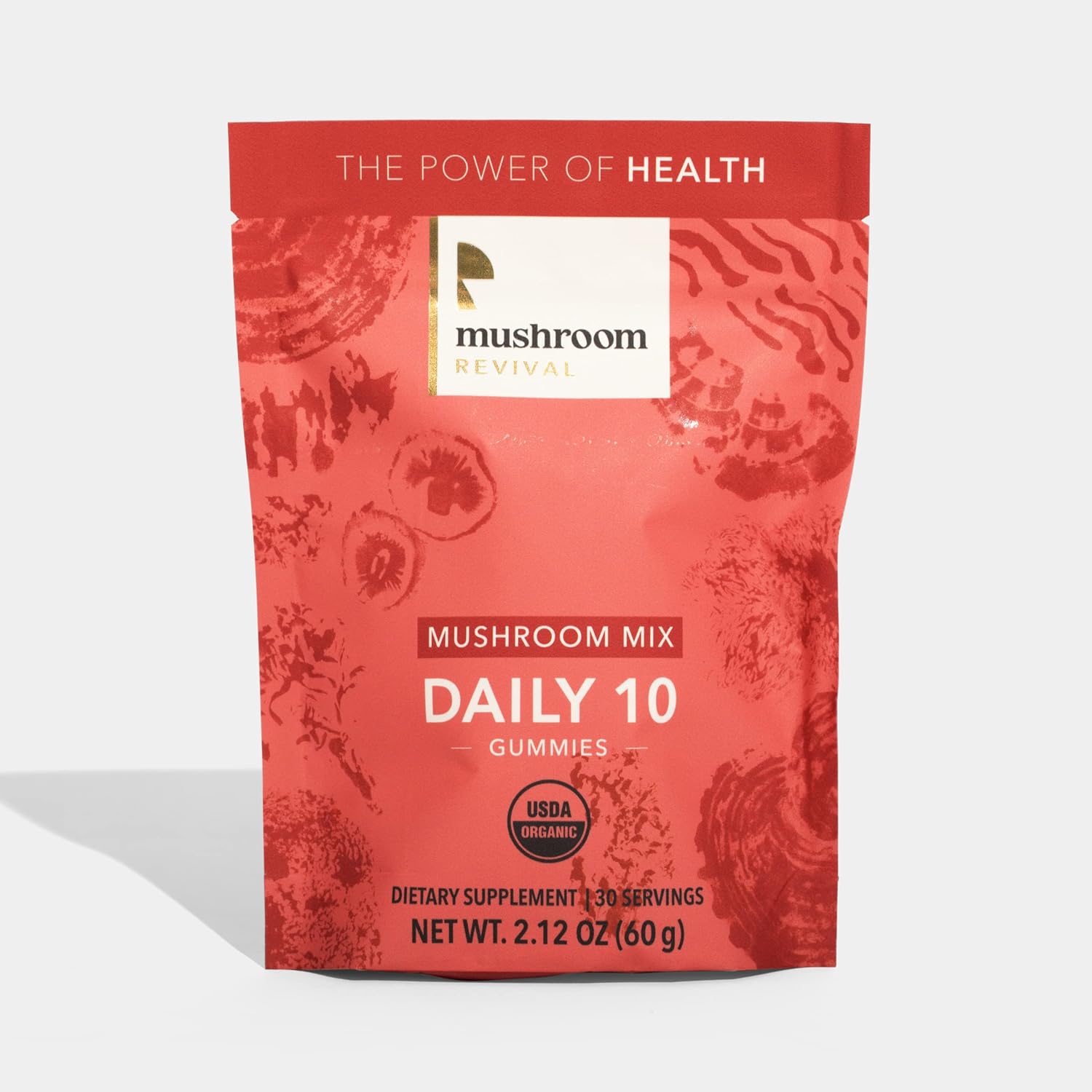 Organic Mushroom Revival Daily Gummies - 10 Mushroom Mix, 2.12oz, Non-GMO, Vegan, Gluten-Free, Keto, Dairy-Free - Espot.com.au
