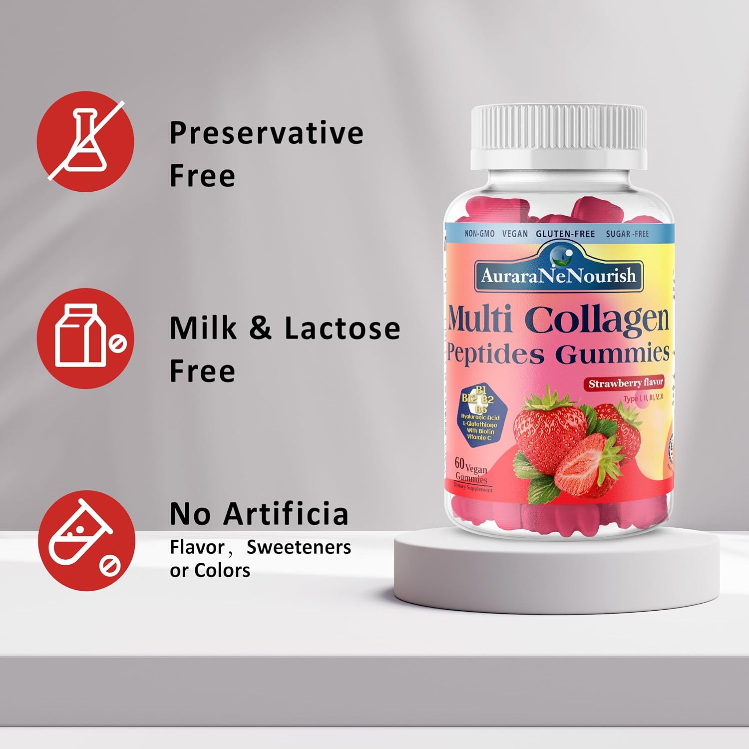 sugar-free-multi-collagen-peptides-gummies-with-biotin-hyaluronic-acid-and-vitamins---strawberry-flavor-5000mg-protein-type-i-ii-iii-v-x---skin-hair-nails-joints-bones-7