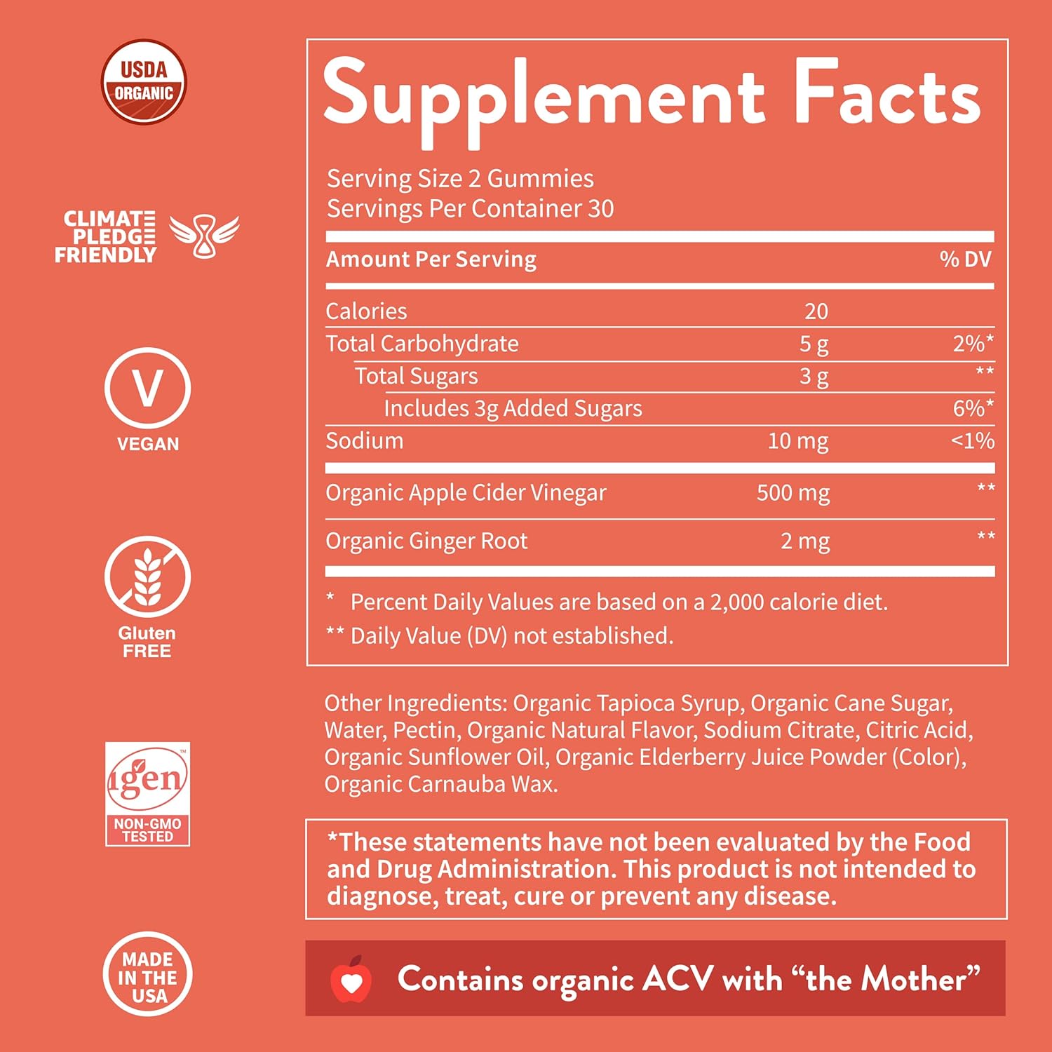 Apple Cider Vinegar Gummies with Lion's Mane Brain Supplement - Supports Focus & Memory, 60 Ct Each - Espot.com.au