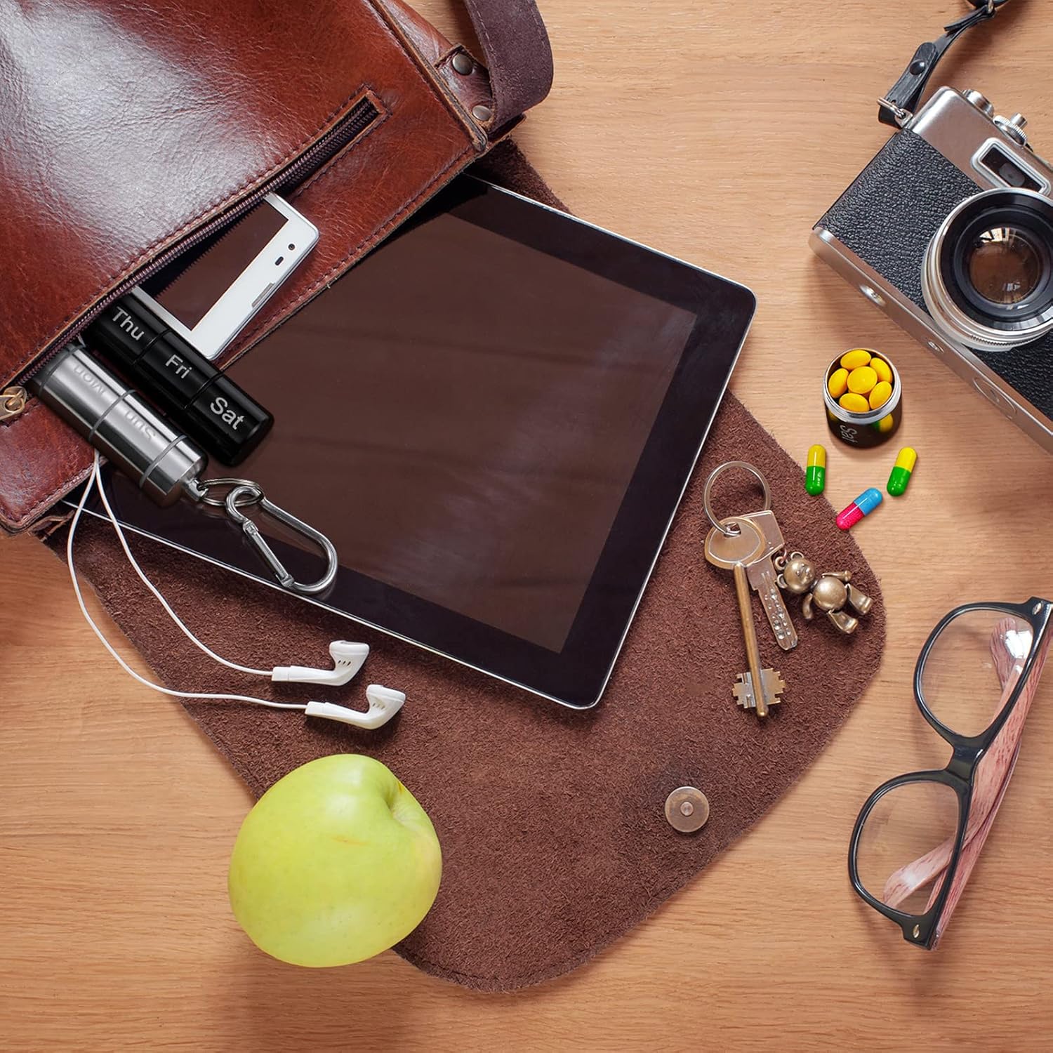 stackable-metal-pill-case-2-pack---weekly-pill-organizer-for-travel---7-day-small-pill-container---metal-pill-holder-in-black-and-silver-7