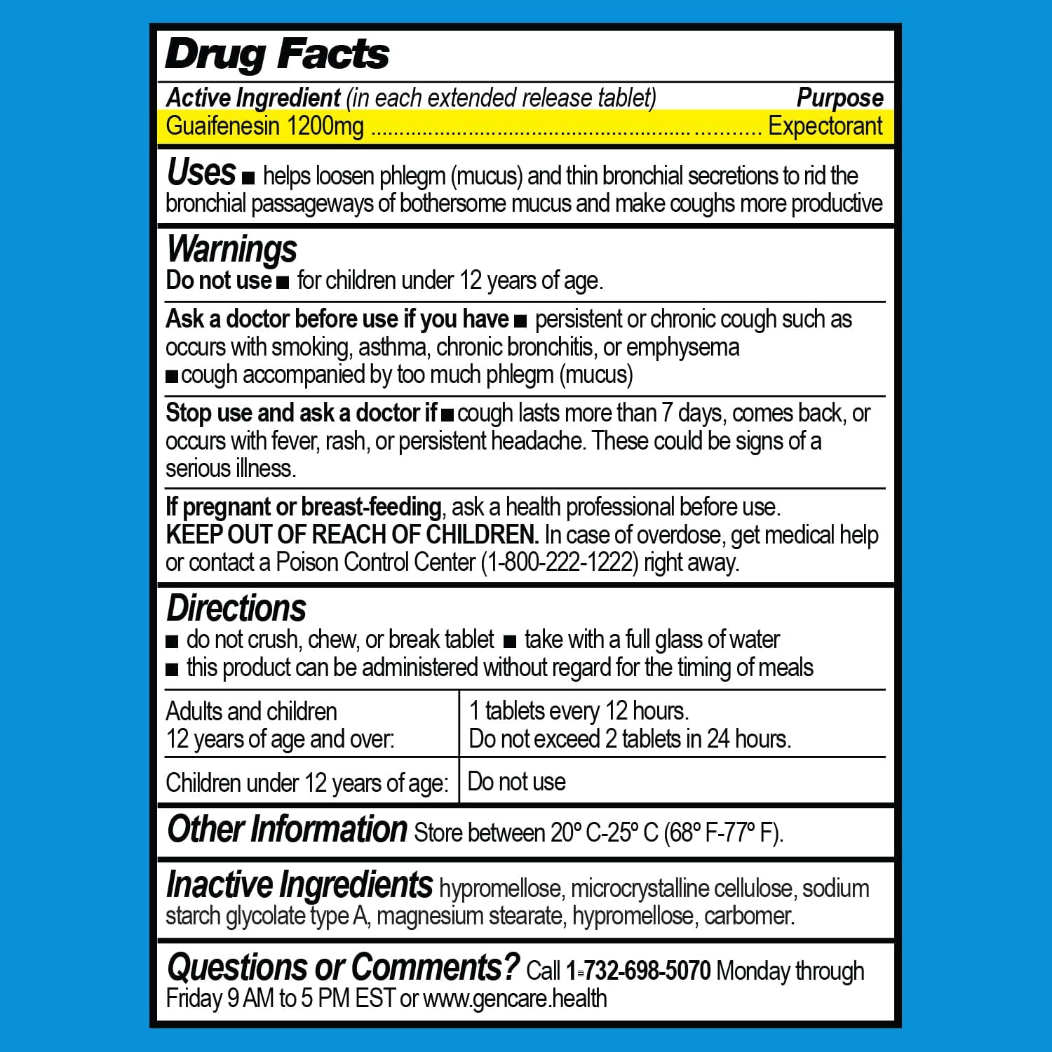 gencare-mucus-relief-tablets---1200mg-guaifenesin-maximum-strength---30-count-extended-release-expectorant-for-chest-congestion-cough---thins-mucus-for-12-hours---compare-to-mucinex-max-strength-6