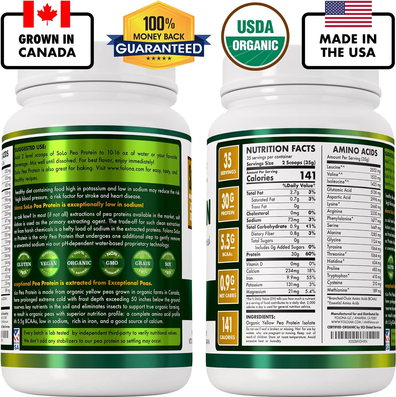 organic-pea-protein-isolate-powder---vegan-non-gmo-keto-paleo-friendly---unflavored-plant-based-protein-with-bcaa---easy-to-digest---low-sodium---no-additives---27-lbs-2