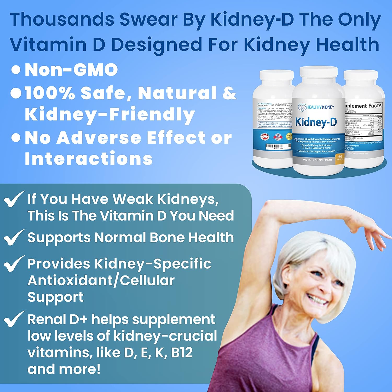 Kidney Restore Kidney-D Supplement with Vitamin D3 for Optimal Kidney Support and Health - Espot.com.au