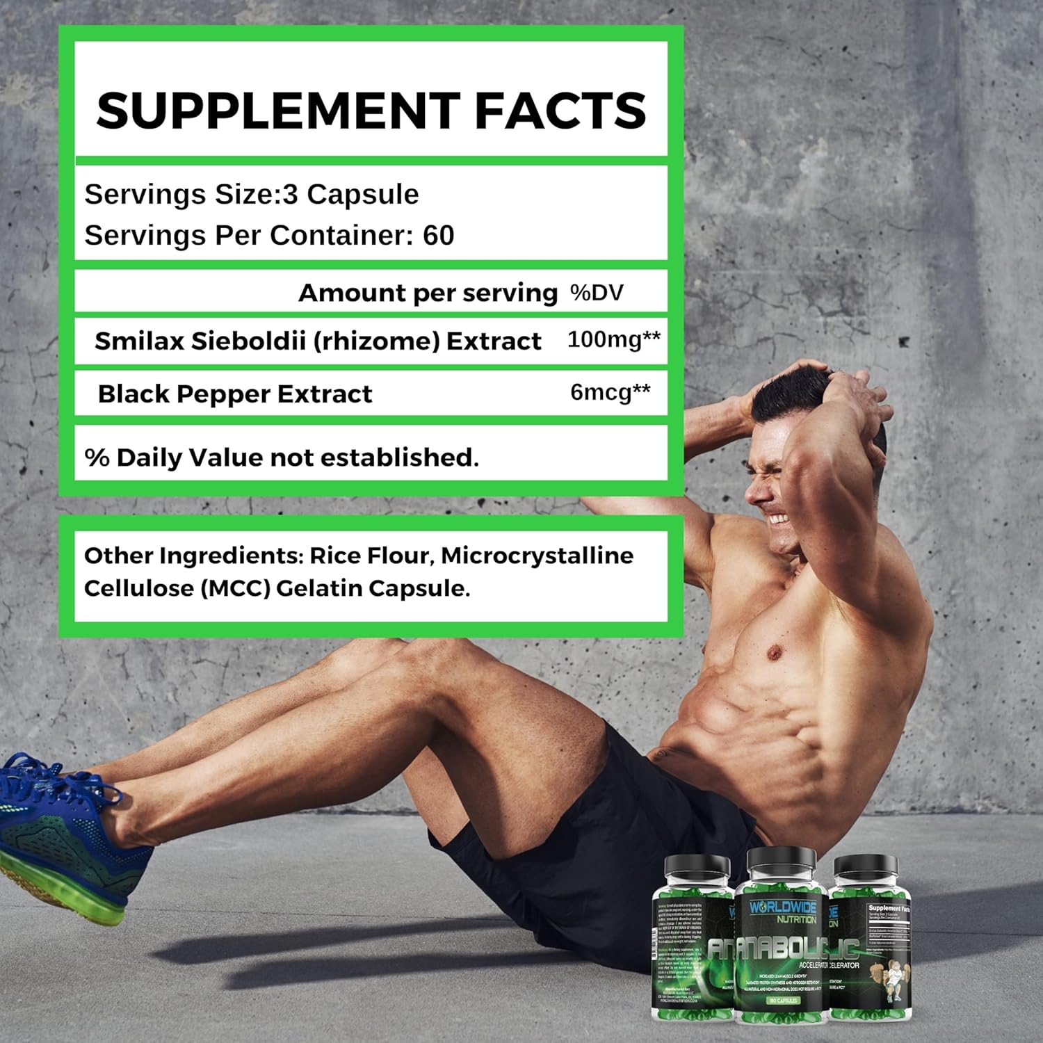 Anabolic Accelerator Vitamin Supplement for Men - Boost Growth, Strength & Energy - Muscle Builder & Cortisol Blocker - 180 Count - Espot.com.au
