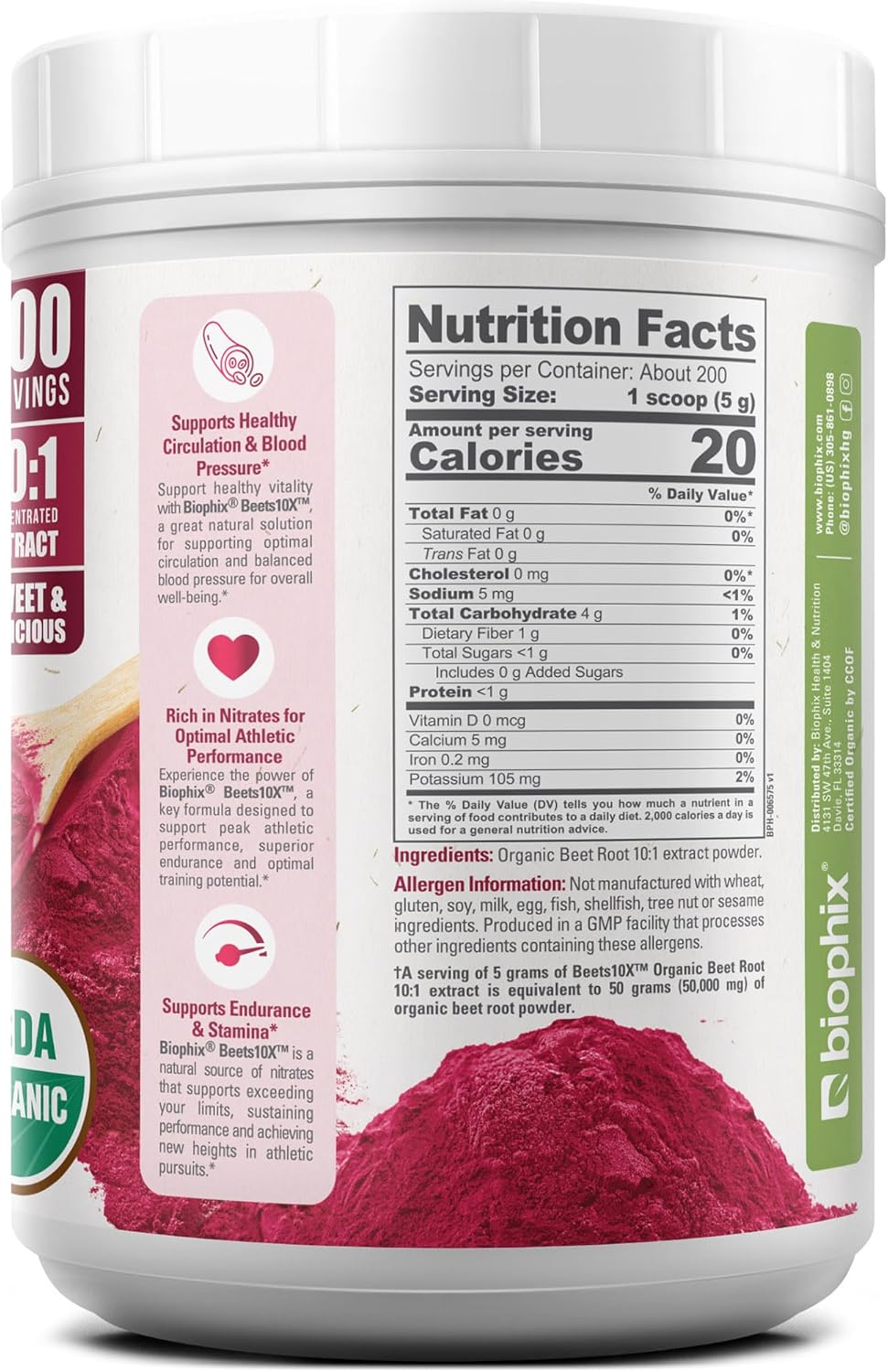 biophix-organic-beets-10x-beet-root-powder---22-lb-bulk-size---50000-mg-equivalent---superfood-antioxidant-for-heart-health---nitric-oxide-boost---natural-flavor---no-added-sugar-8