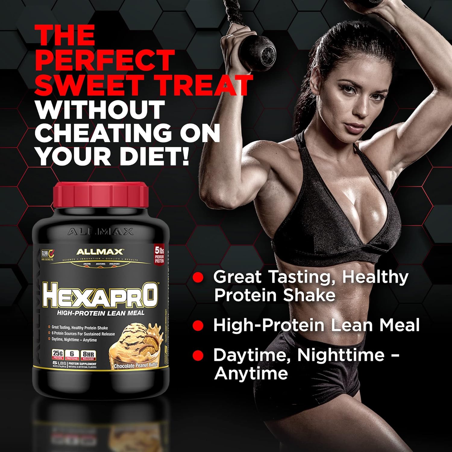 allmax-hexapro-chocolate-peanut-butter-protein-powder---5-lb-tub-25g-protein-per-serving-8-hour-sustained-release-zero-sugar-52-servings-3